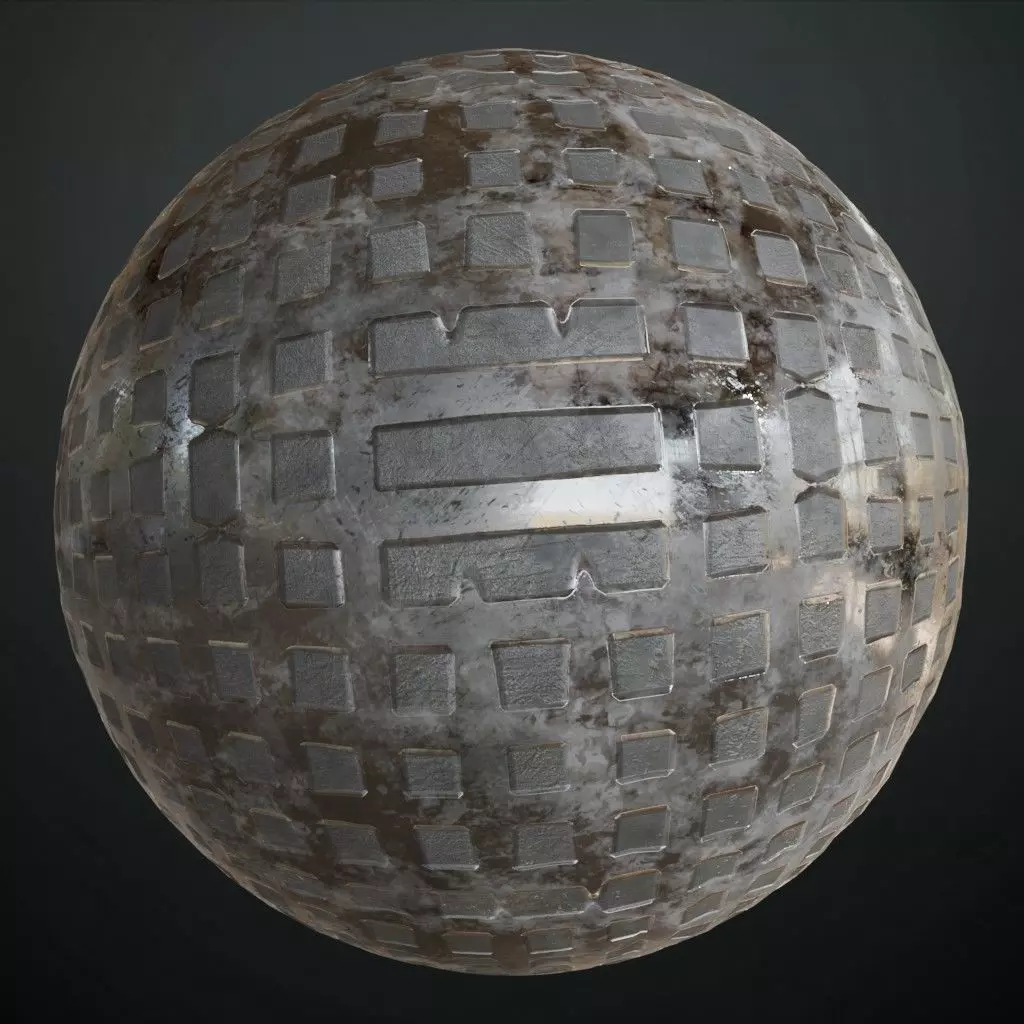 Worn Light Blue Rusty Corrugated Metal PBR Seamless Texture_0