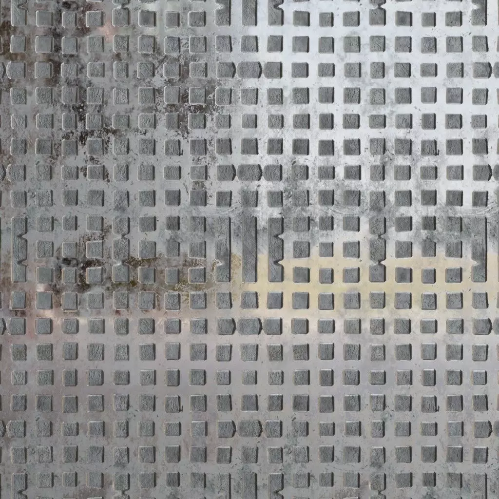 Worn Light Blue Rusty Corrugated Metal PBR Seamless Texture_2