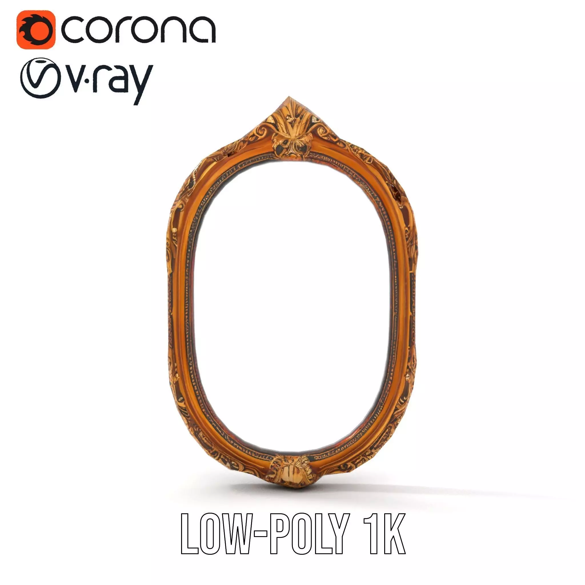 Elegant Gold Mirror model pack Low-poly 3D model_7