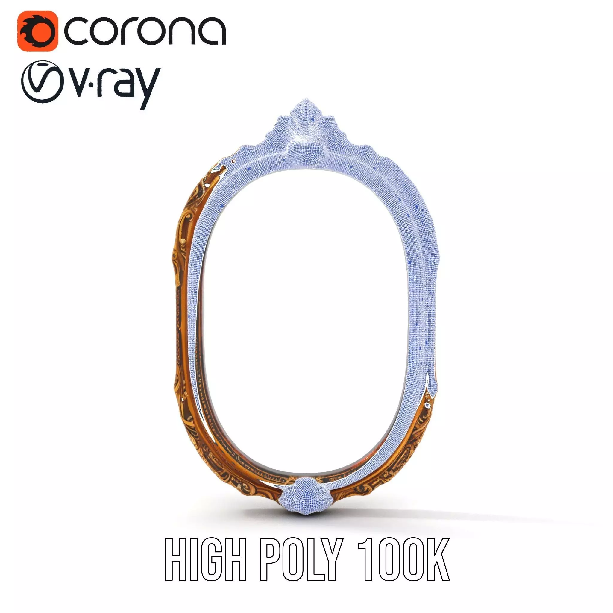 Elegant Gold Mirror model pack Low-poly 3D model_32