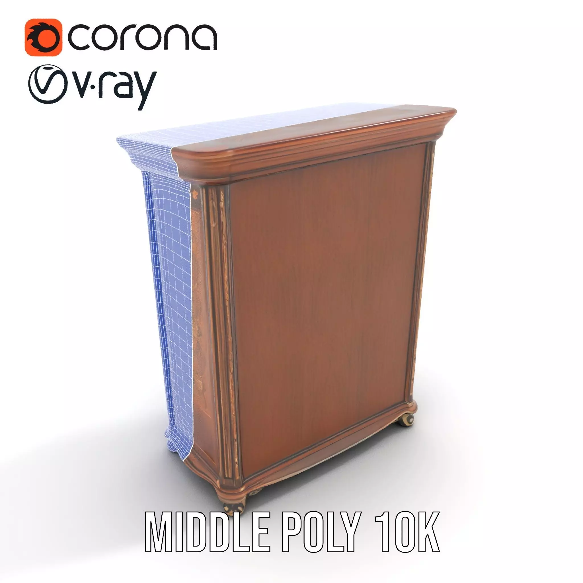 Ornate Wooden Wardrobe model pack Low-poly 3D model_18