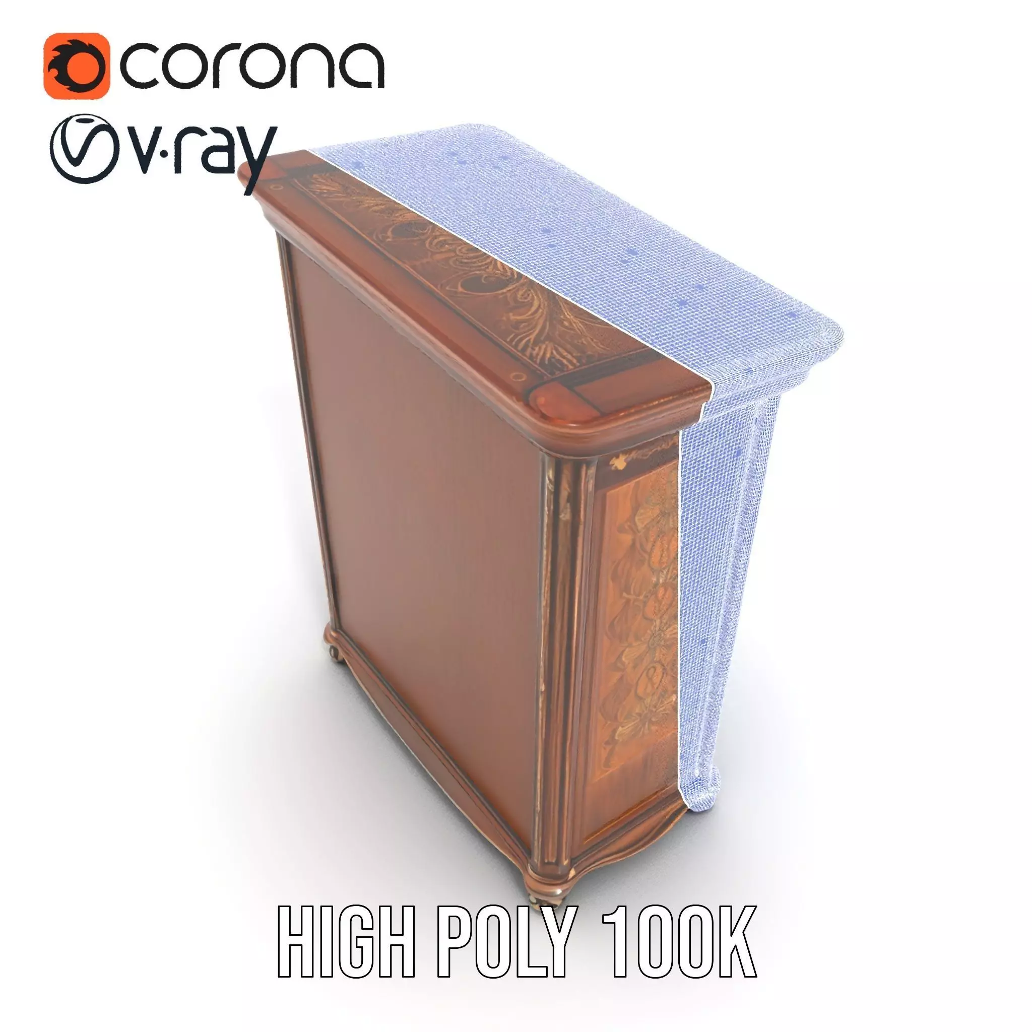 Ornate Wooden Wardrobe model pack Low-poly 3D model_33