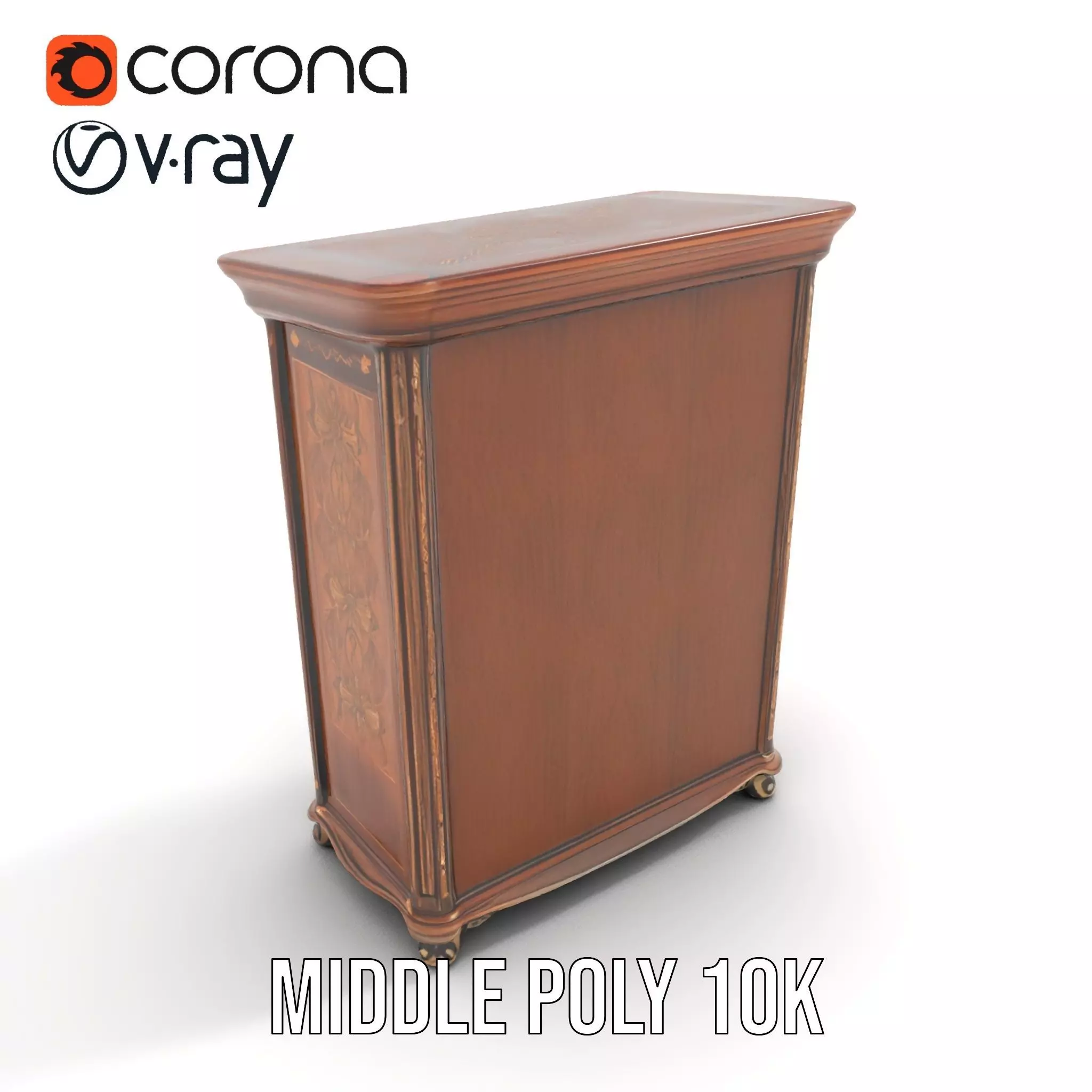 Ornate Wooden Wardrobe model pack Low-poly 3D model_5