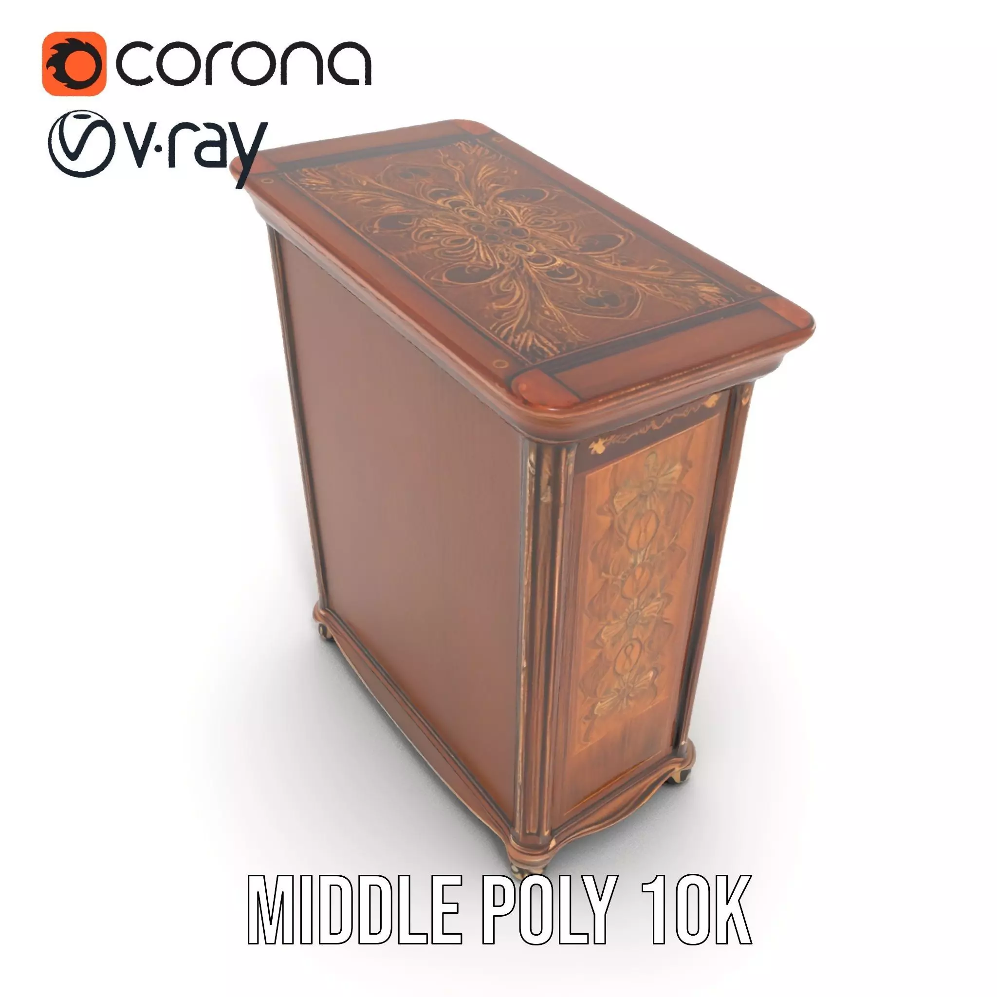 Ornate Wooden Wardrobe model pack Low-poly 3D model_13