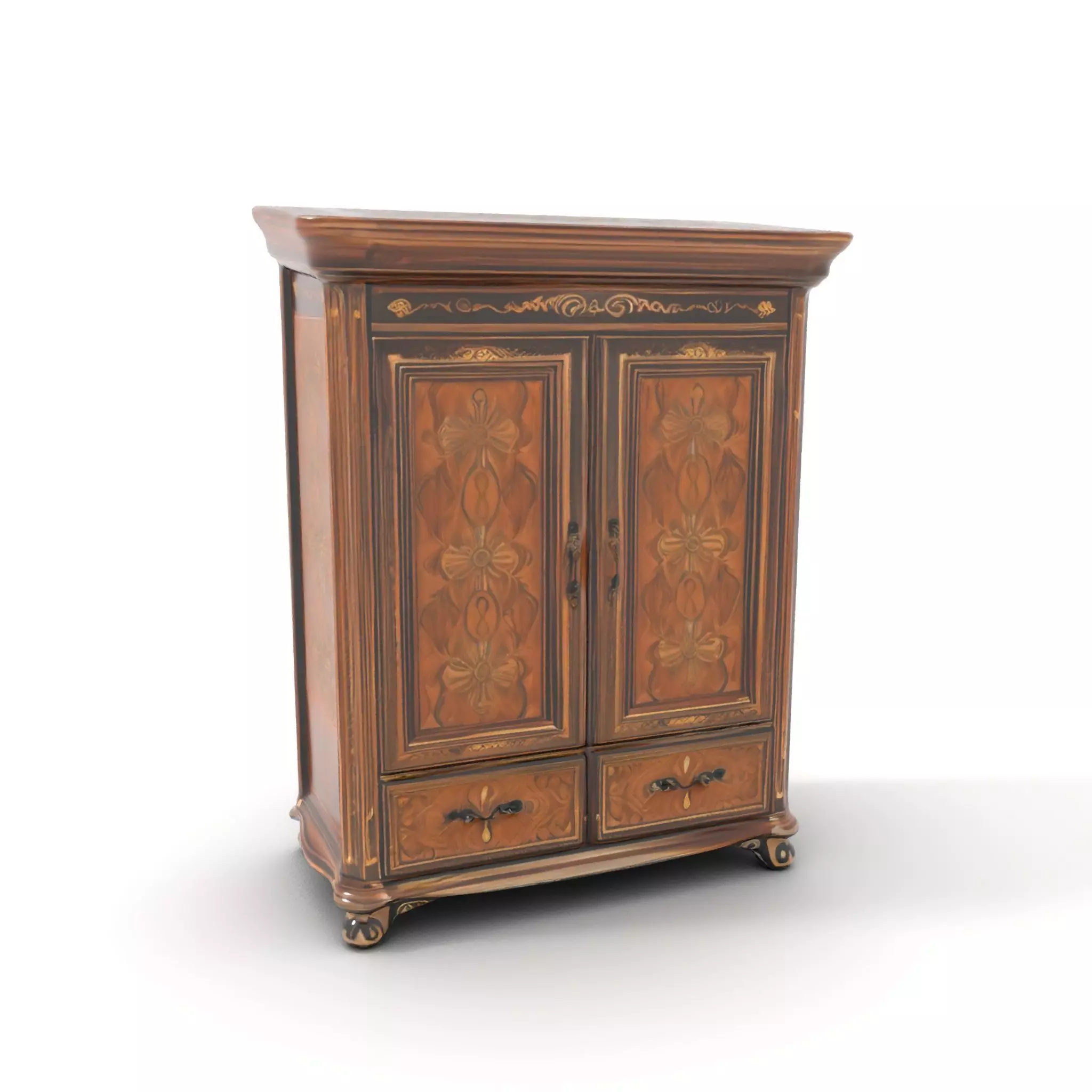 Ornate Wooden Wardrobe model pack Low-poly 3D model_15