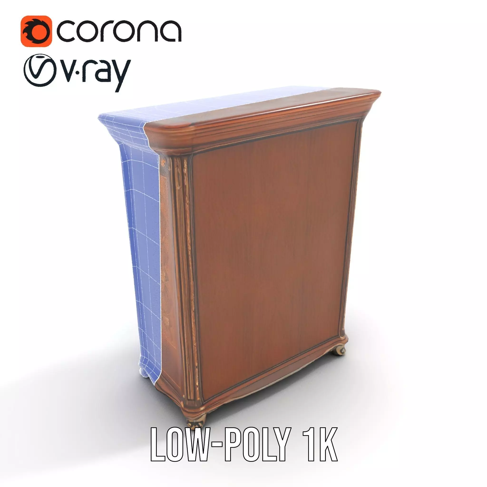 Ornate Wooden Wardrobe model pack Low-poly 3D model_24