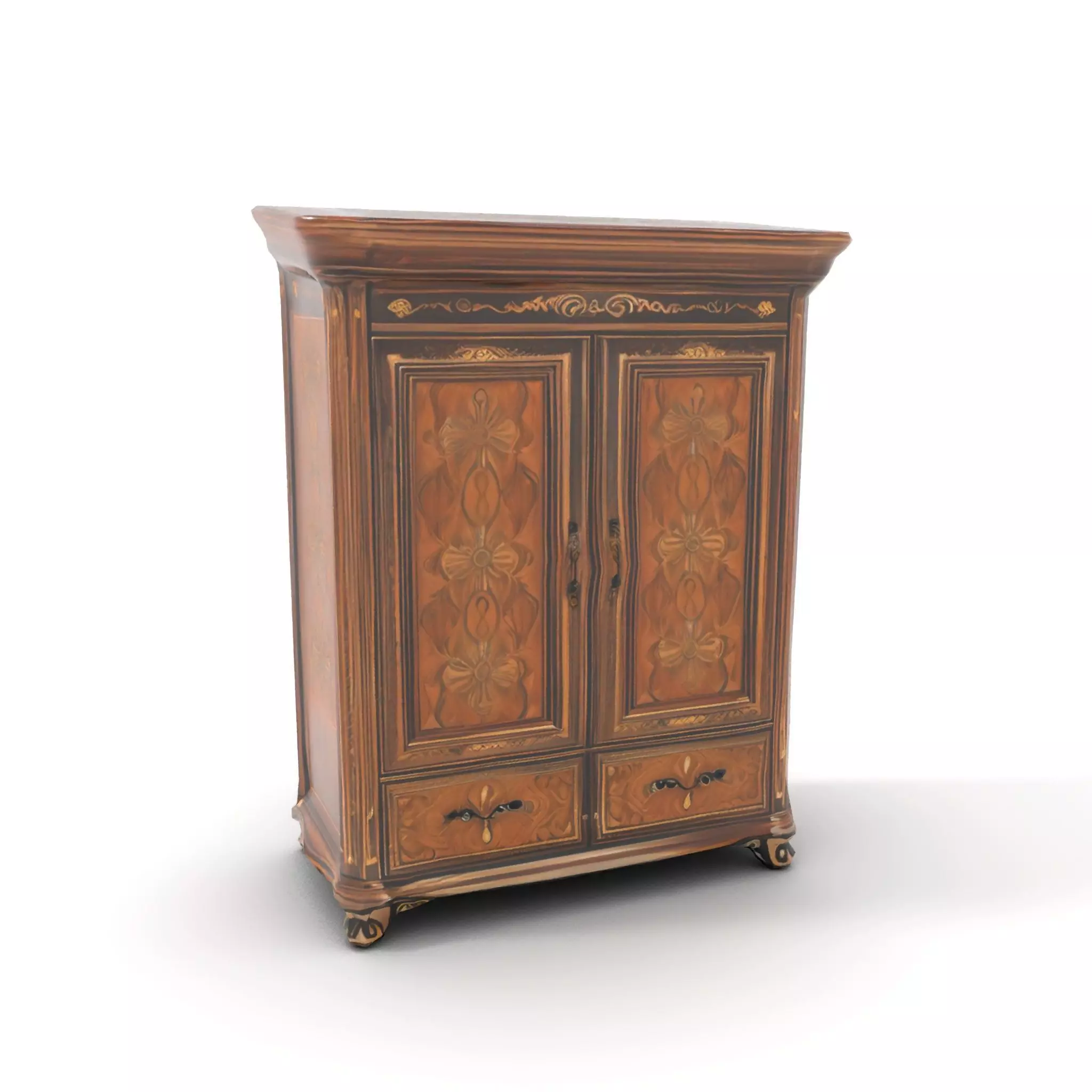 Ornate Wooden Wardrobe model pack Low-poly 3D model_9