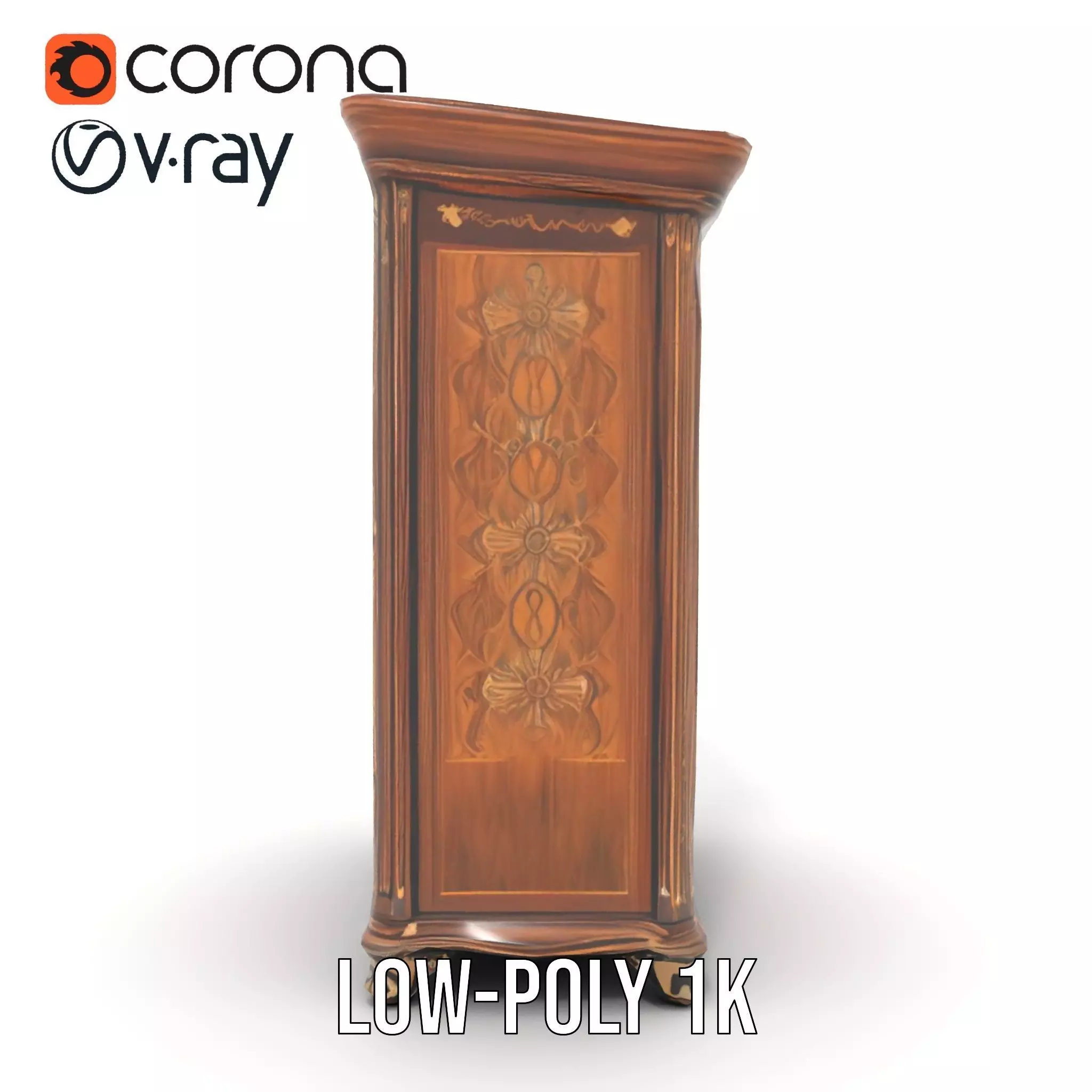 Ornate Wooden Wardrobe model pack Low-poly 3D model_27