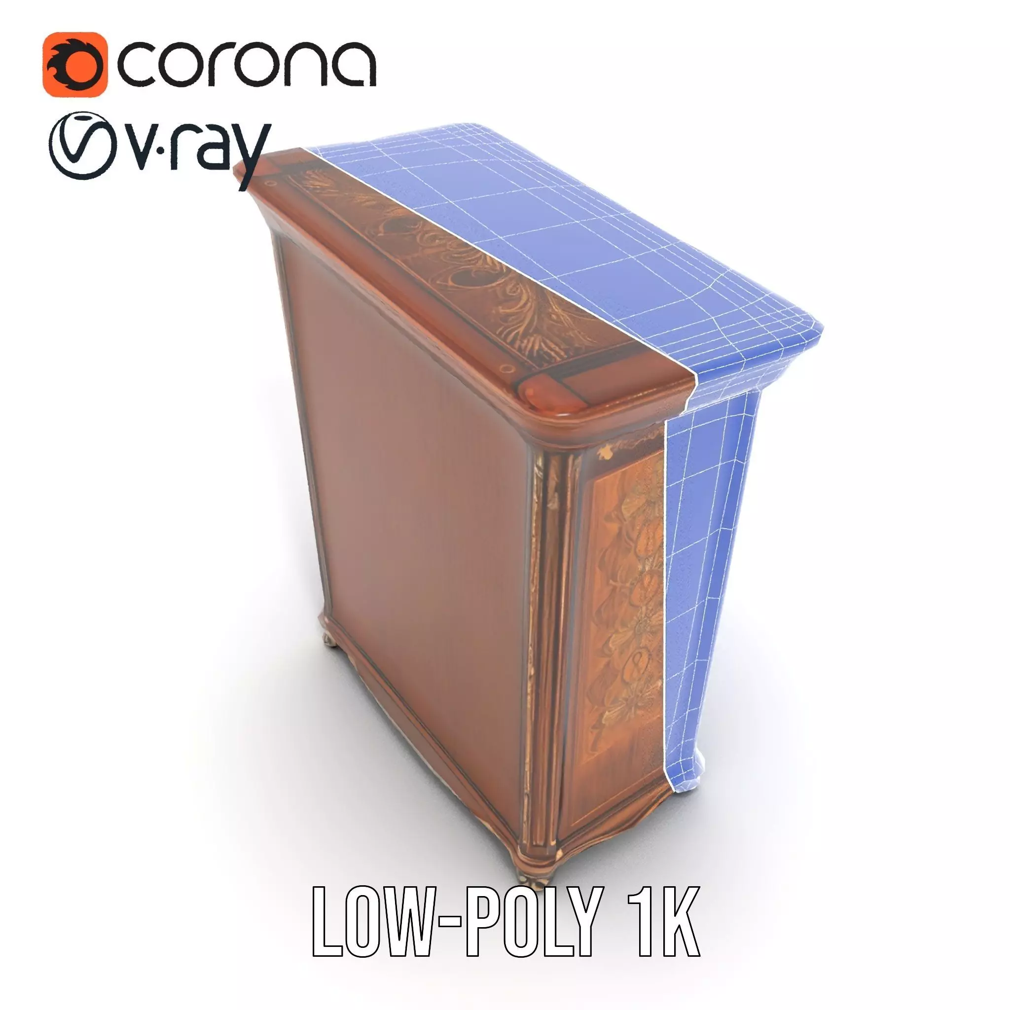 Ornate Wooden Wardrobe model pack Low-poly 3D model_30