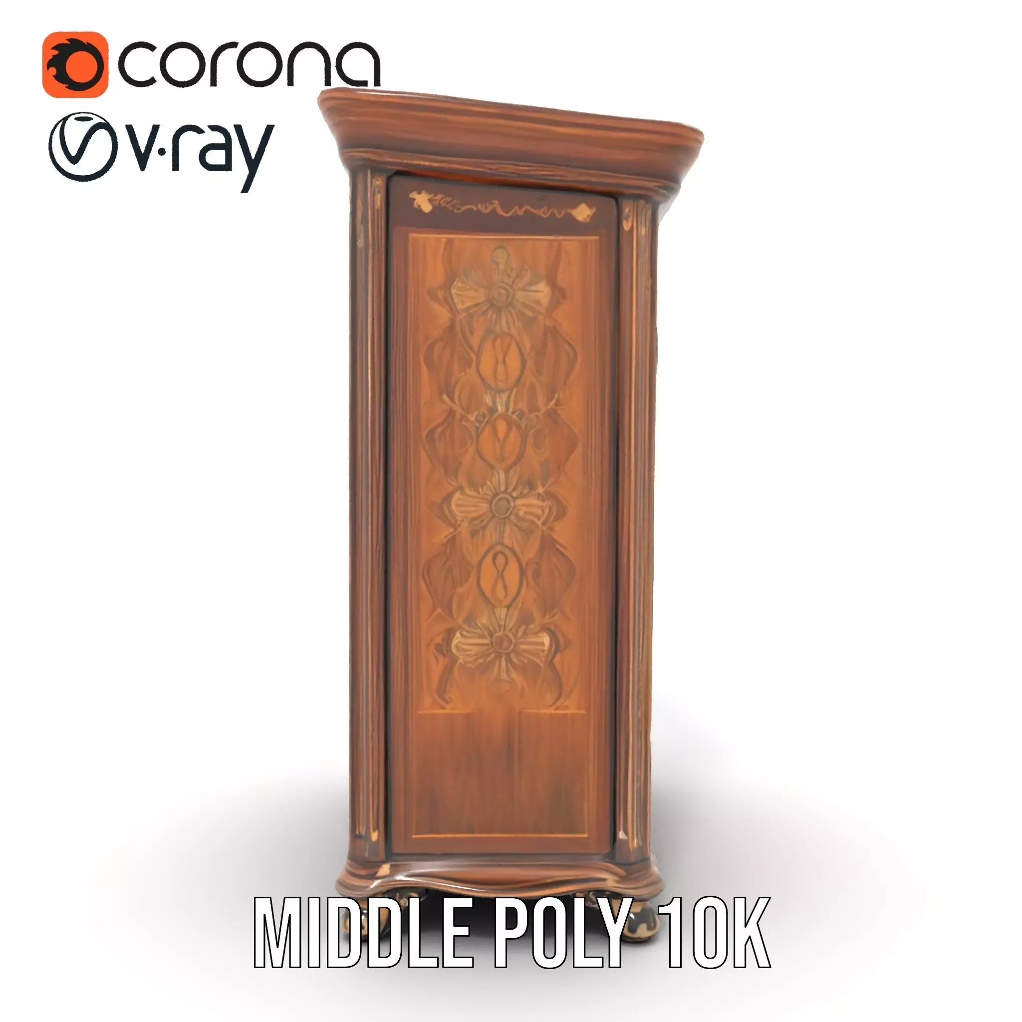 Ornate Wooden Wardrobe model pack Low-poly 3D model_11
