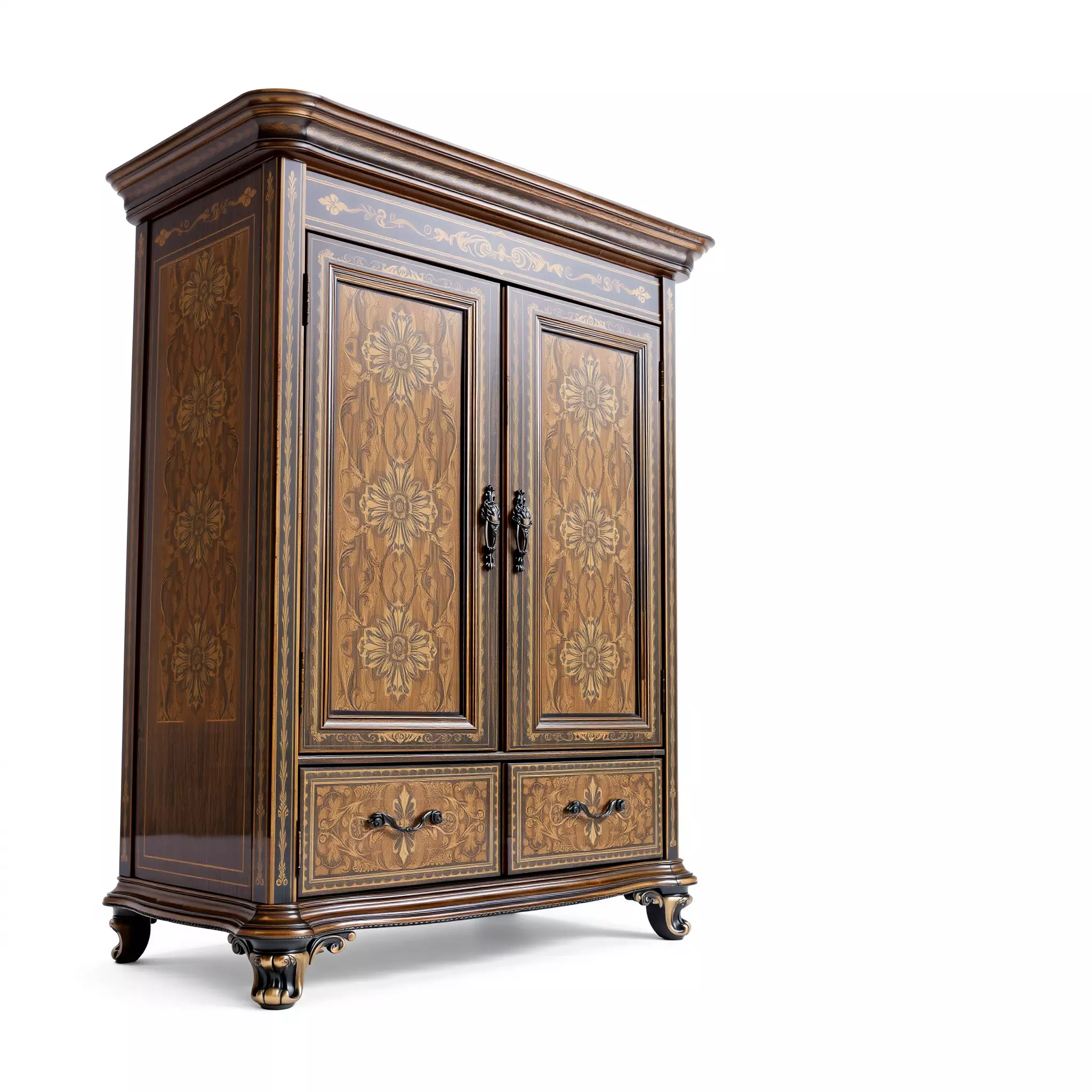 Ornate Wooden Wardrobe model pack Low-poly 3D model_2