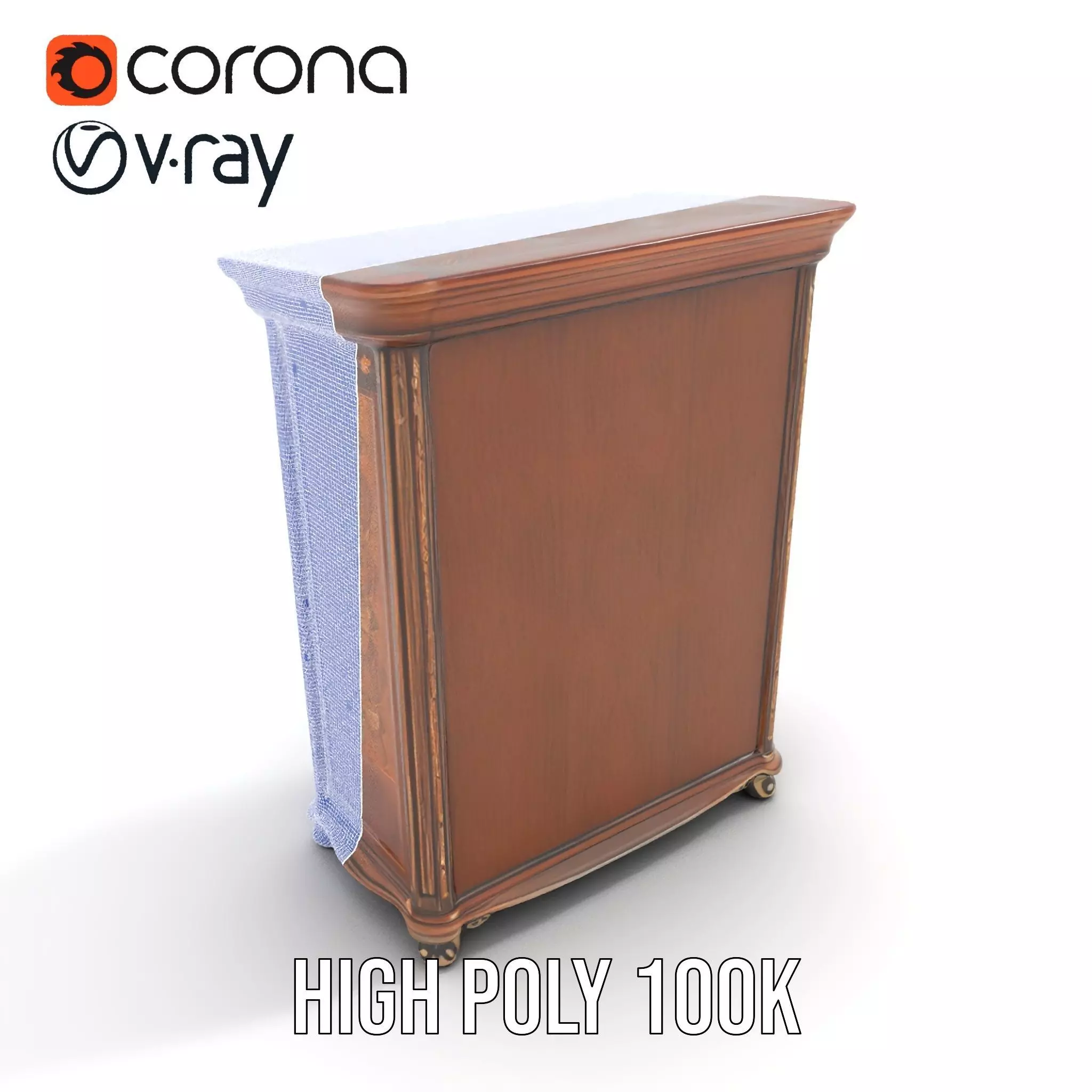 Ornate Wooden Wardrobe model pack Low-poly 3D model_20