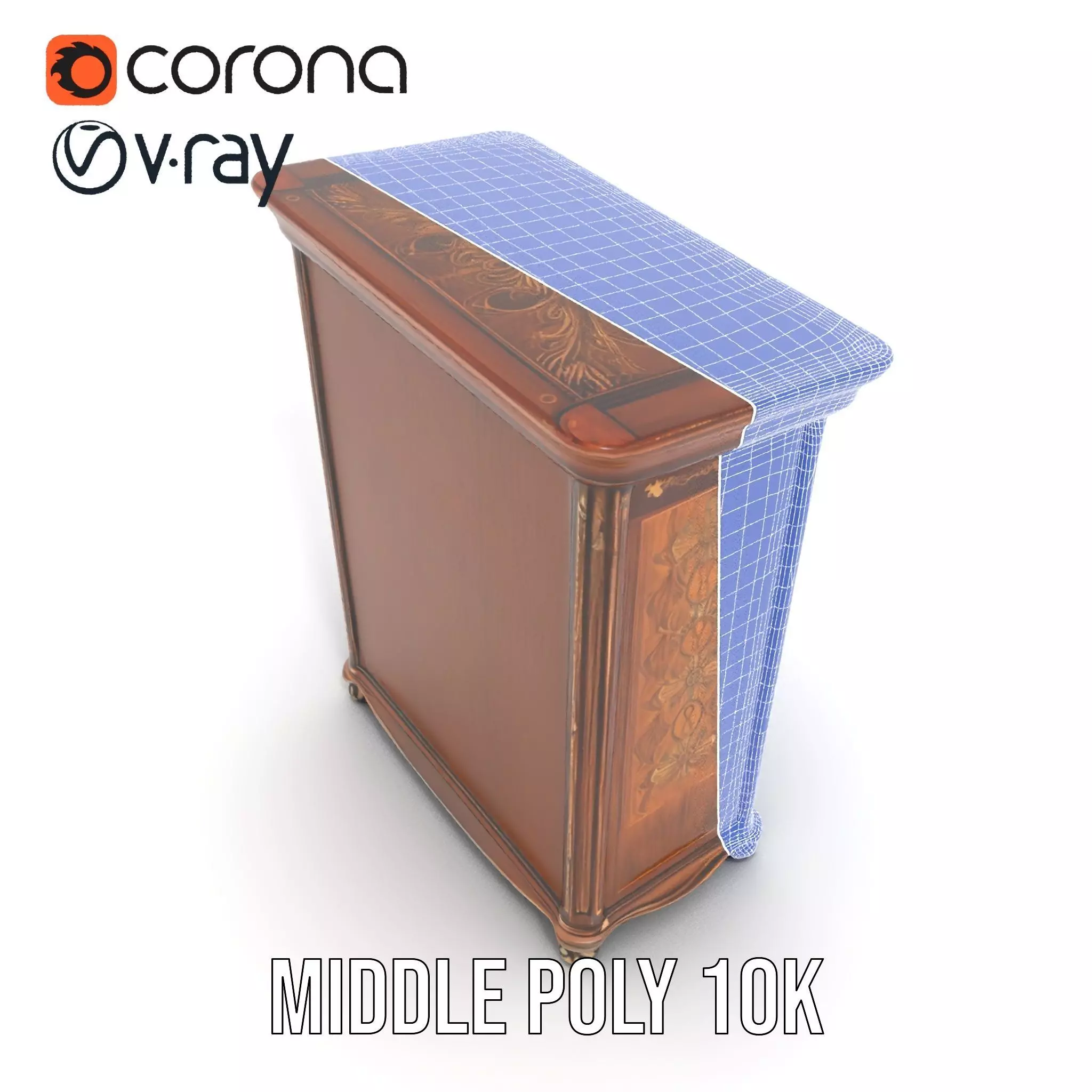 Ornate Wooden Wardrobe model pack Low-poly 3D model_29