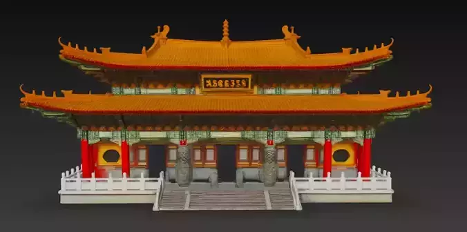 Traditional Chinese Temple 3D Model Low-poly 3D model