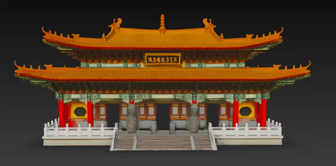 Traditional Chinese Temple 3D Model Low-poly 3D model_0