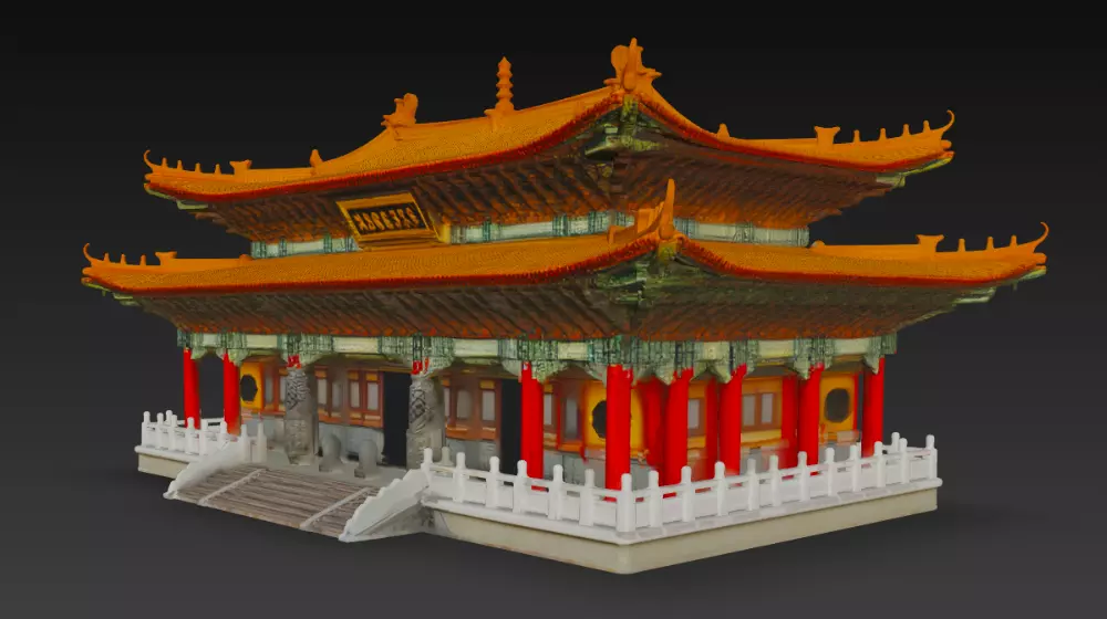 Traditional Chinese Temple 3D Model Low-poly 3D model_2