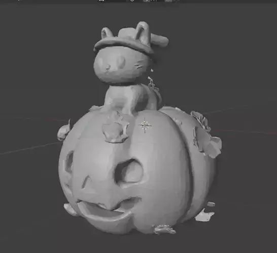 Calabaza con gato tierno 