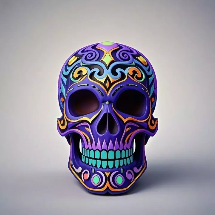 2565Color 3D Model of Halloween Skull Totem Style STL Free 3D print model