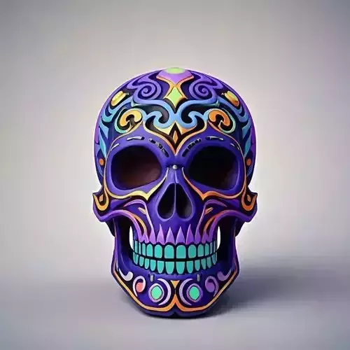 2565Color 3D Model of a Halloween Skull  Totem Style