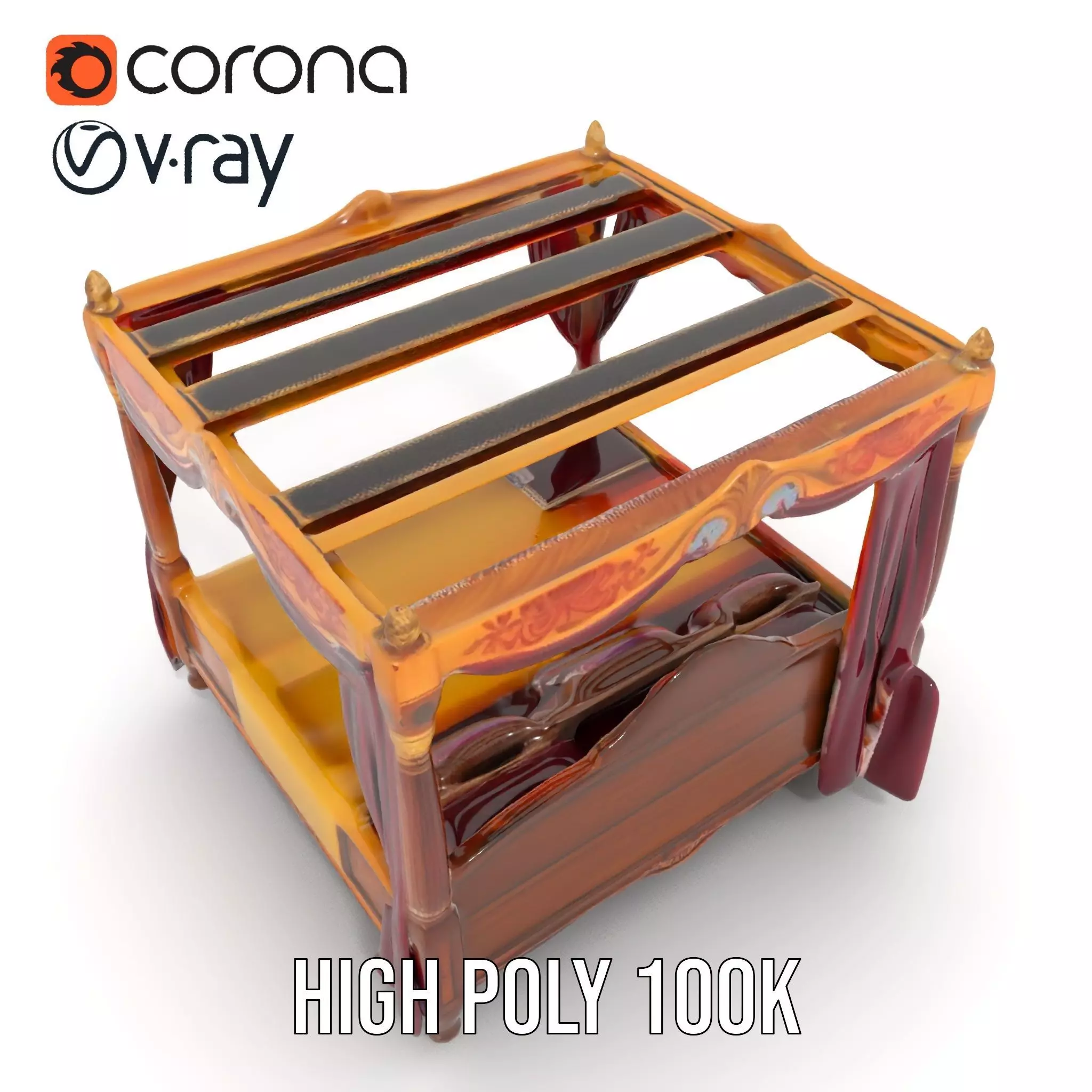 Regal Canopy Bed model pack Low-poly 3D model_15