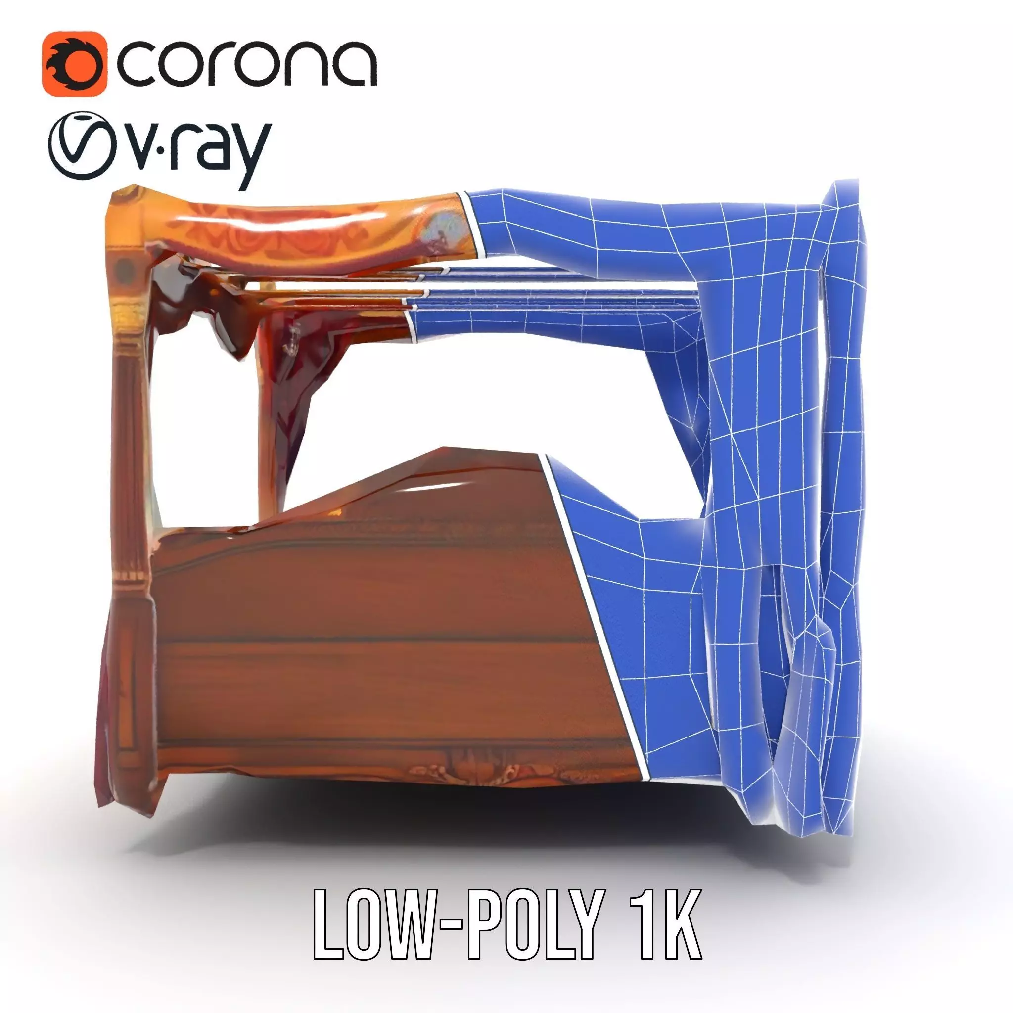 Regal Canopy Bed model pack Low-poly 3D model_28