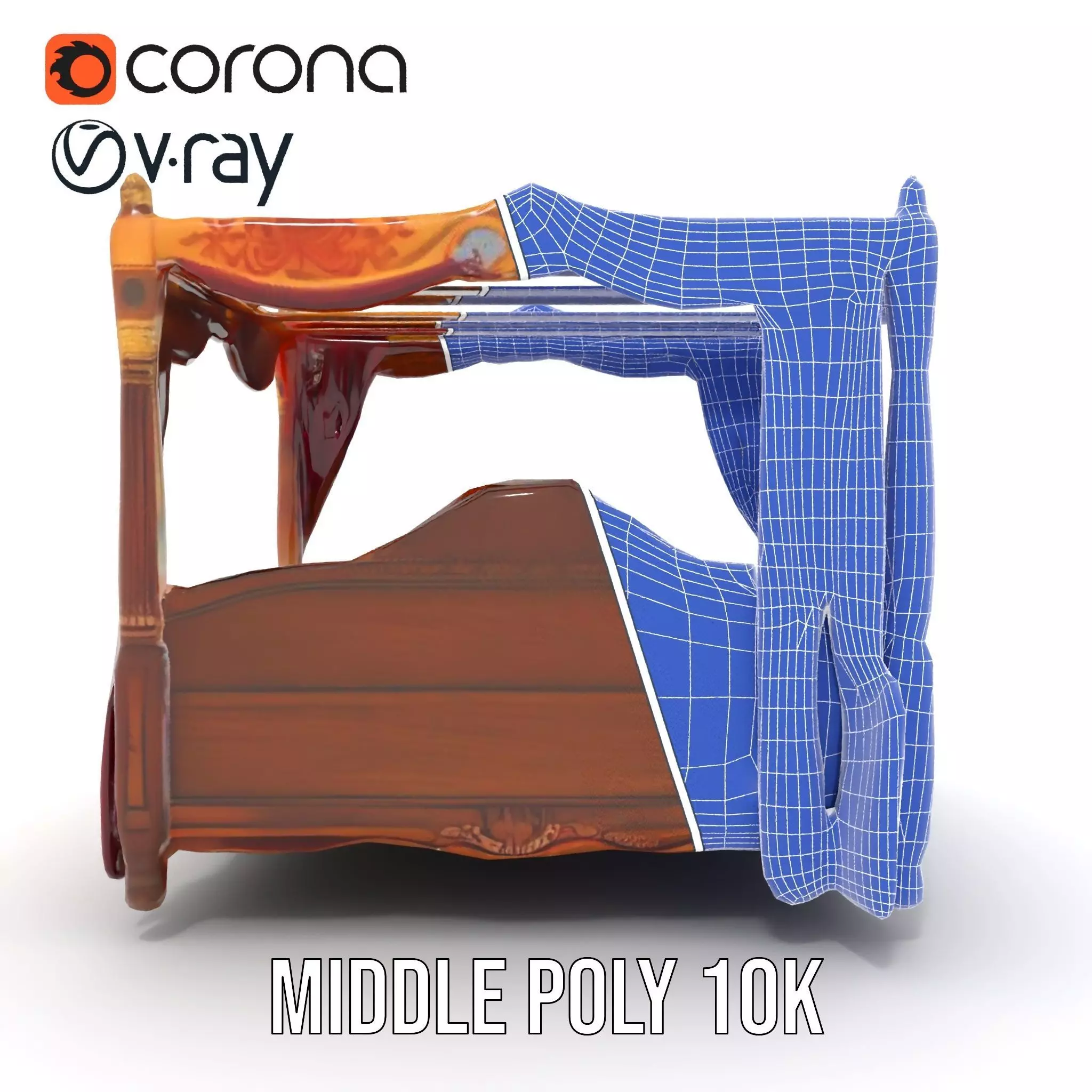 Regal Canopy Bed model pack Low-poly 3D model_30