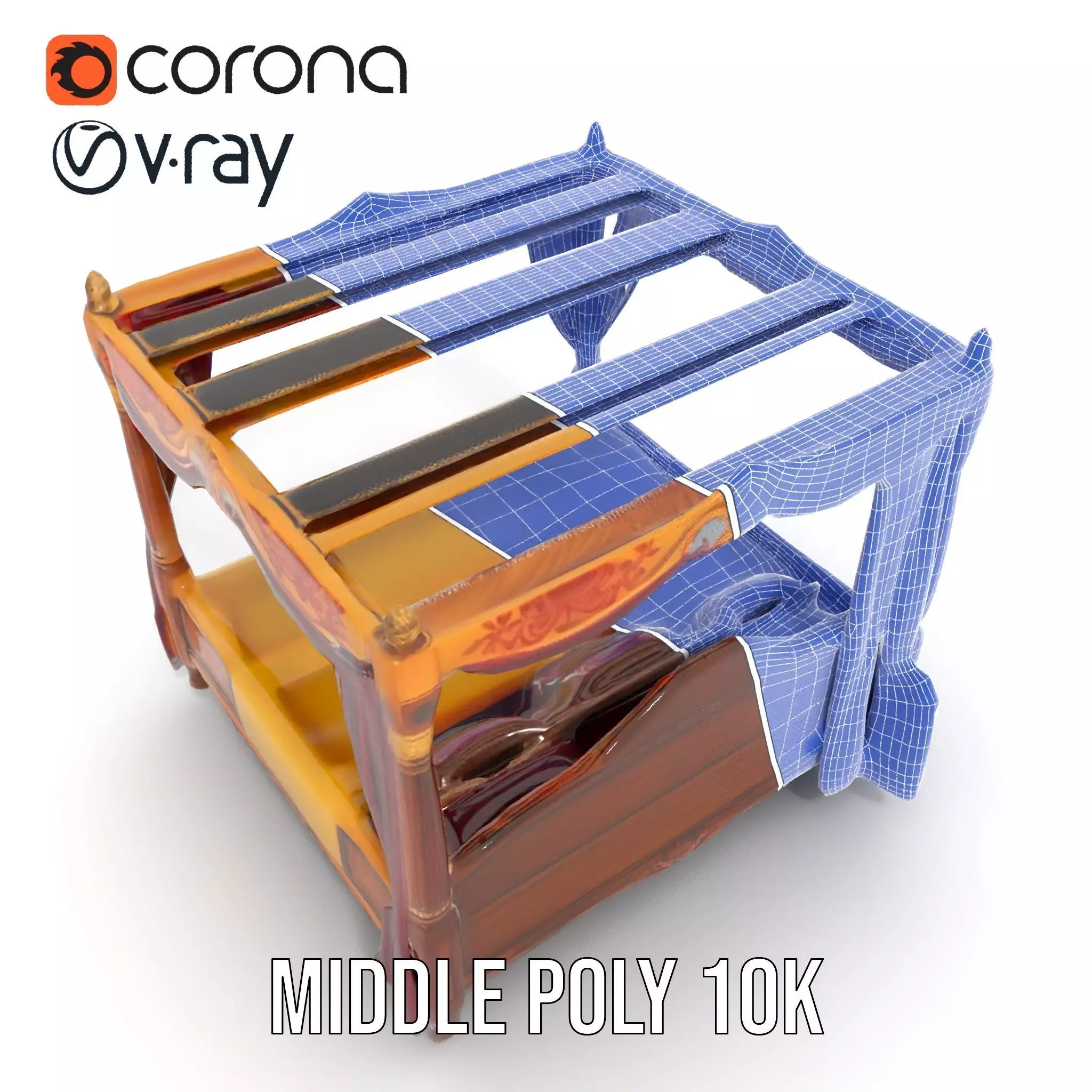 Regal Canopy Bed model pack Low-poly 3D model_5