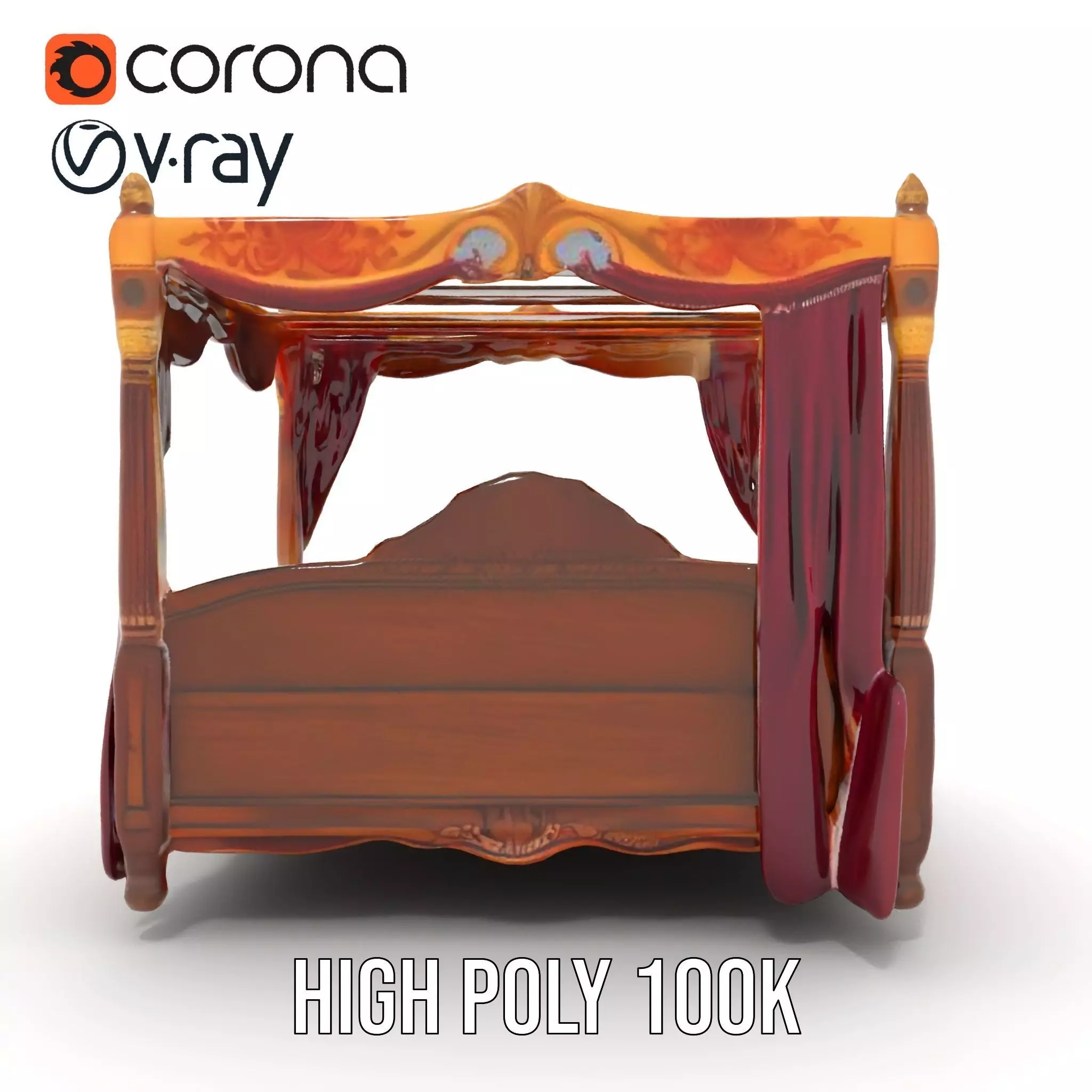 Regal Canopy Bed model pack Low-poly 3D model_29