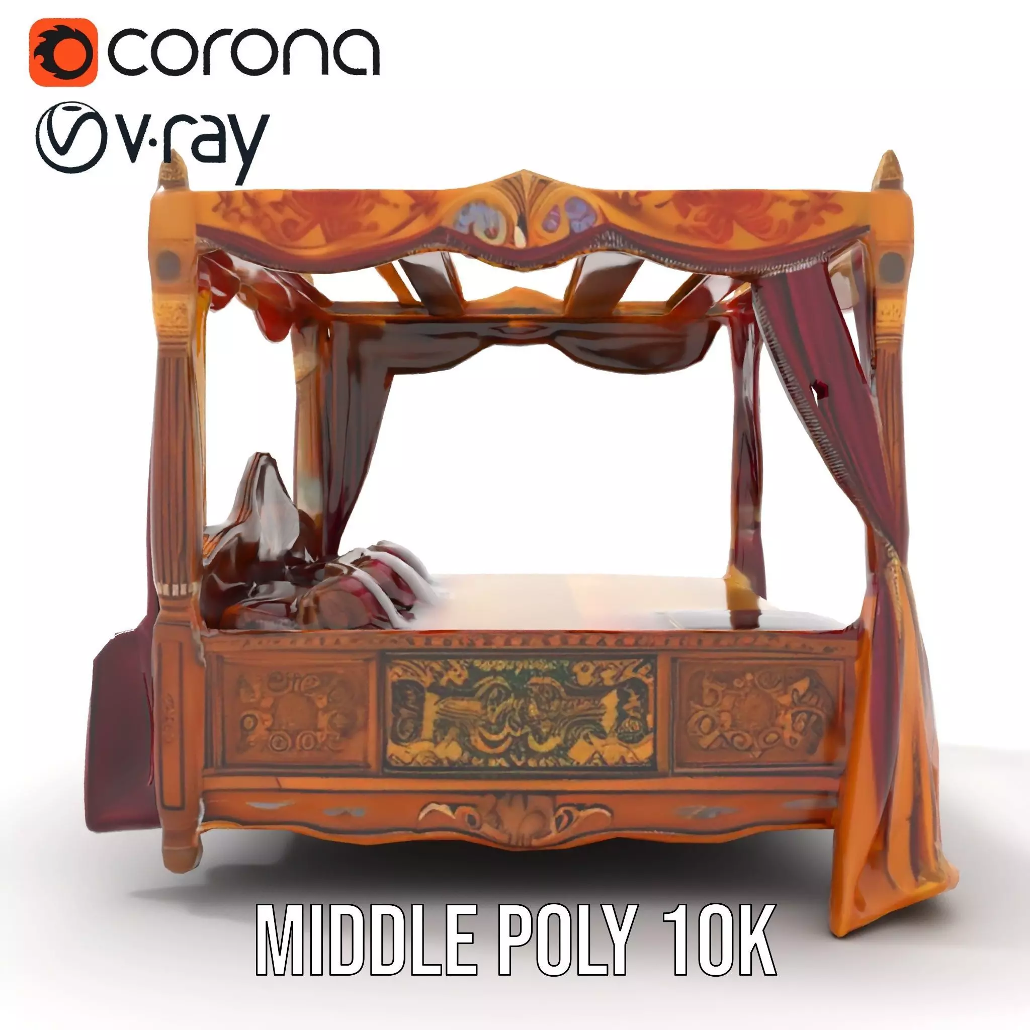 Regal Canopy Bed model pack Low-poly 3D model_24