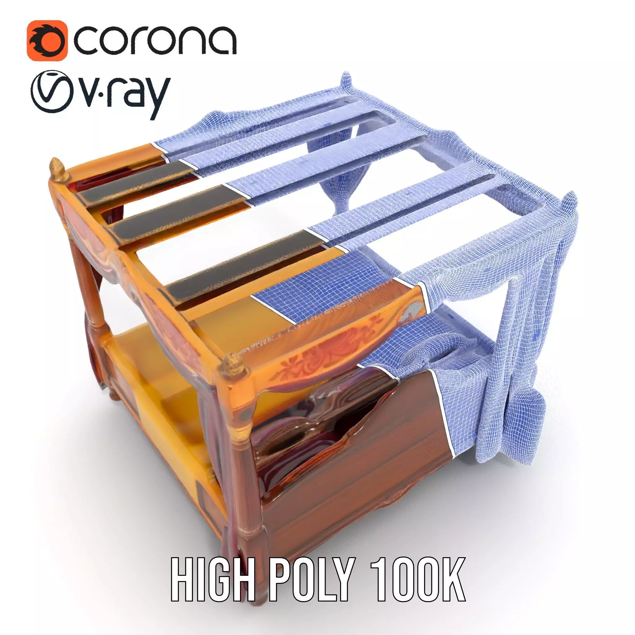 Regal Canopy Bed model pack Low-poly 3D model_32