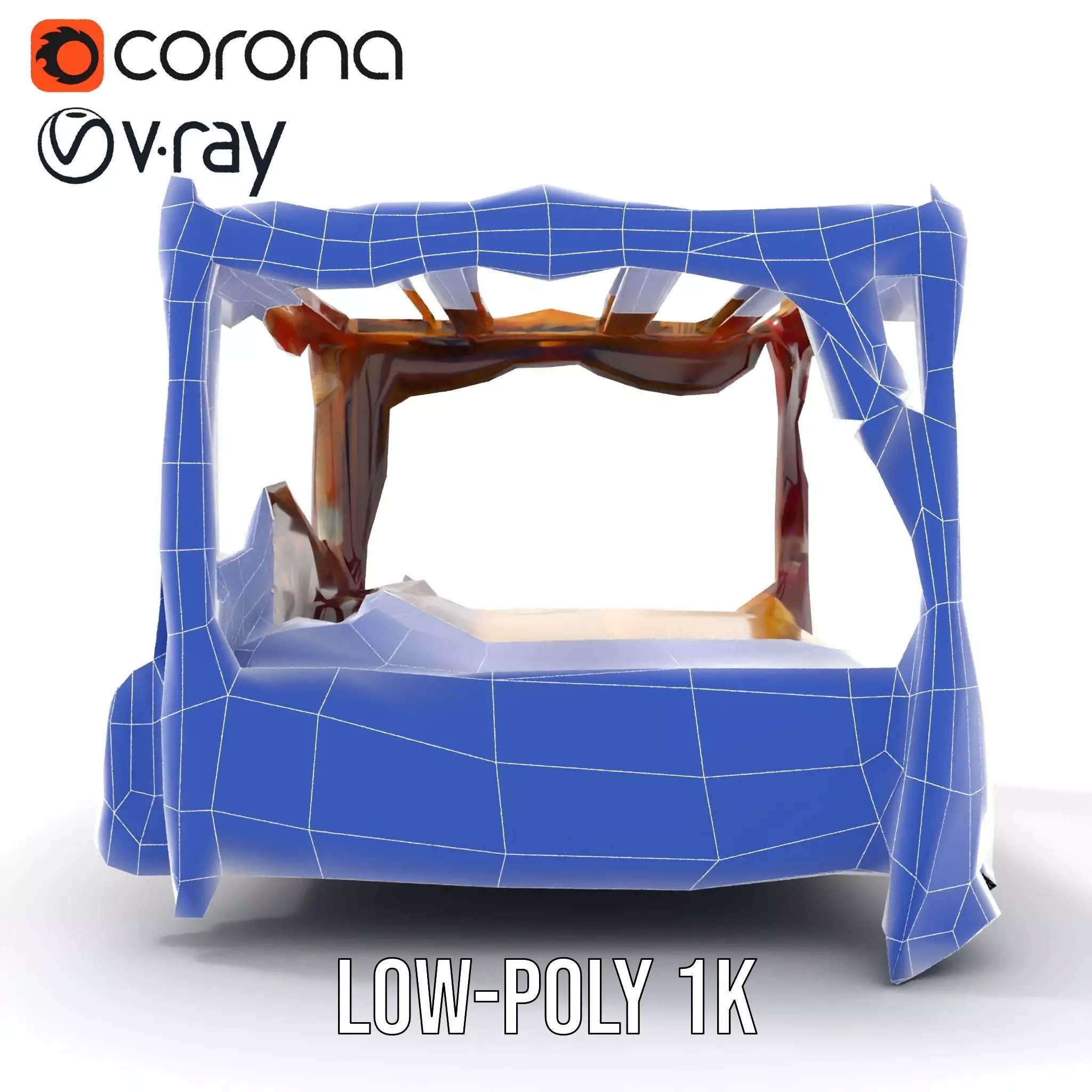 Regal Canopy Bed model pack Low-poly 3D model_20