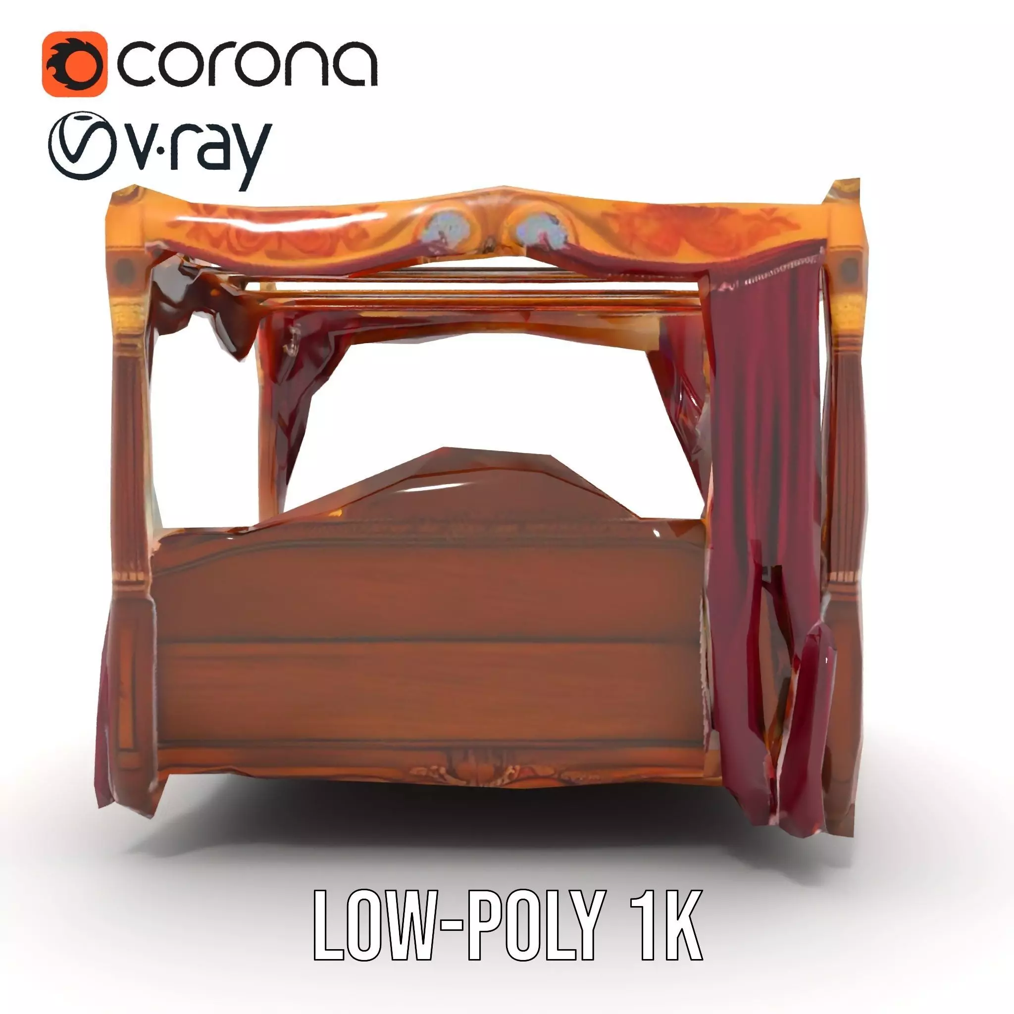 Regal Canopy Bed model pack Low-poly 3D model_14