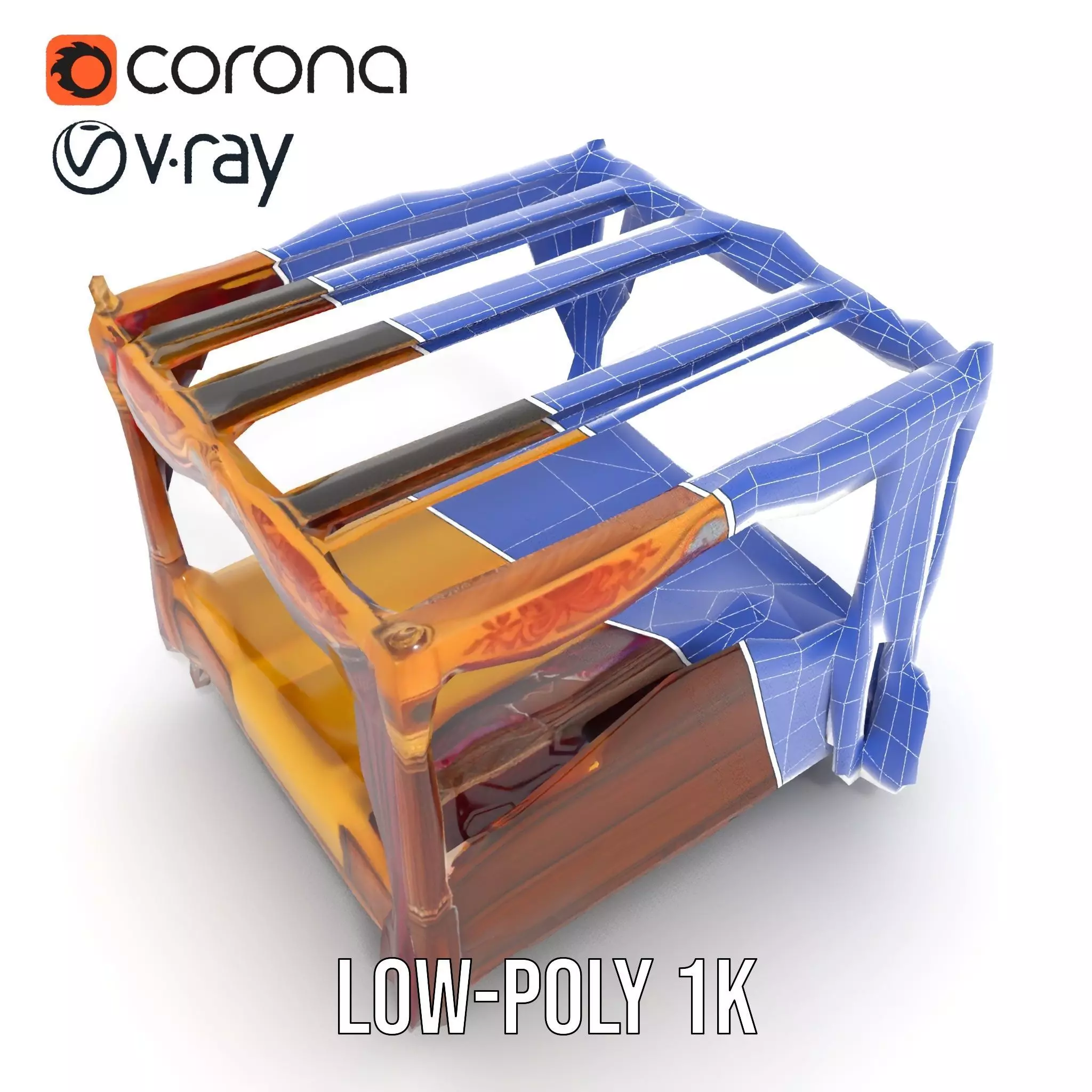 Regal Canopy Bed model pack Low-poly 3D model_31