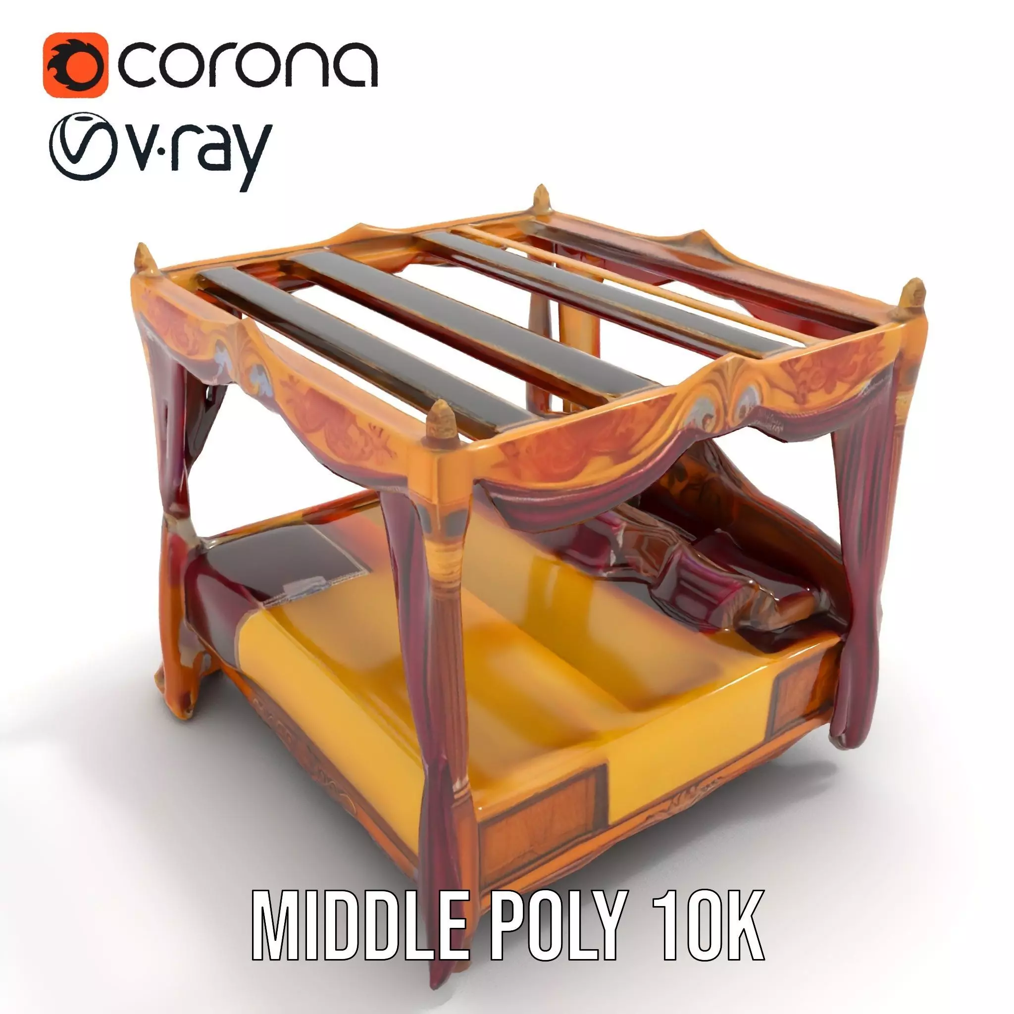 Regal Canopy Bed model pack Low-poly 3D model_16