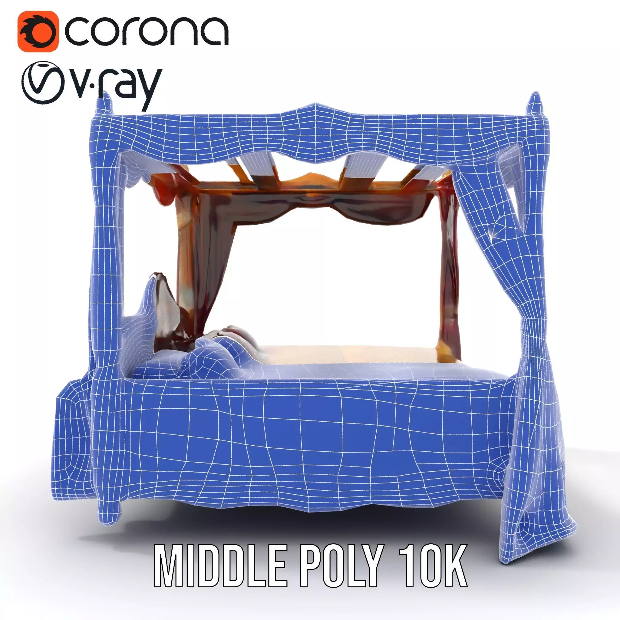 Regal Canopy Bed model pack Low-poly 3D model_27