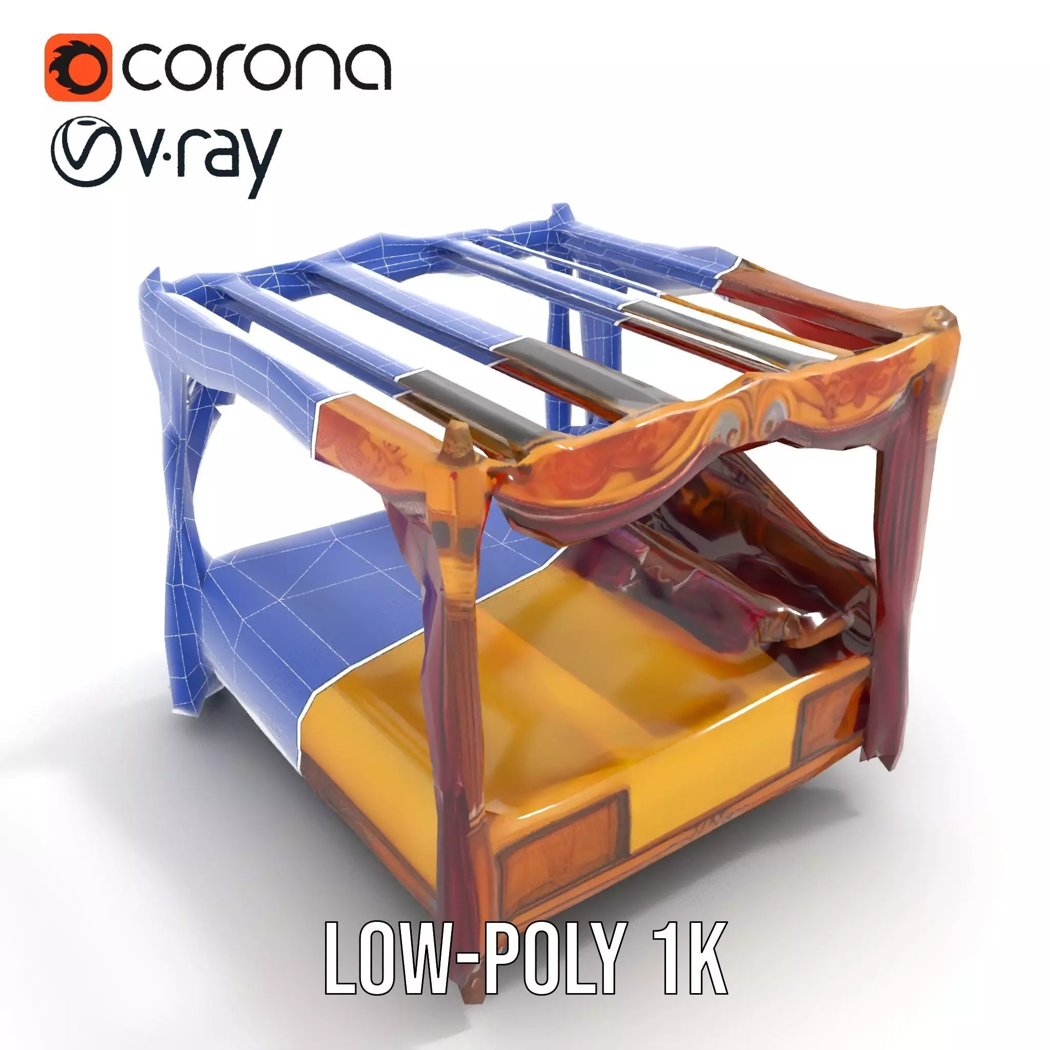 Regal Canopy Bed model pack Low-poly 3D model_25