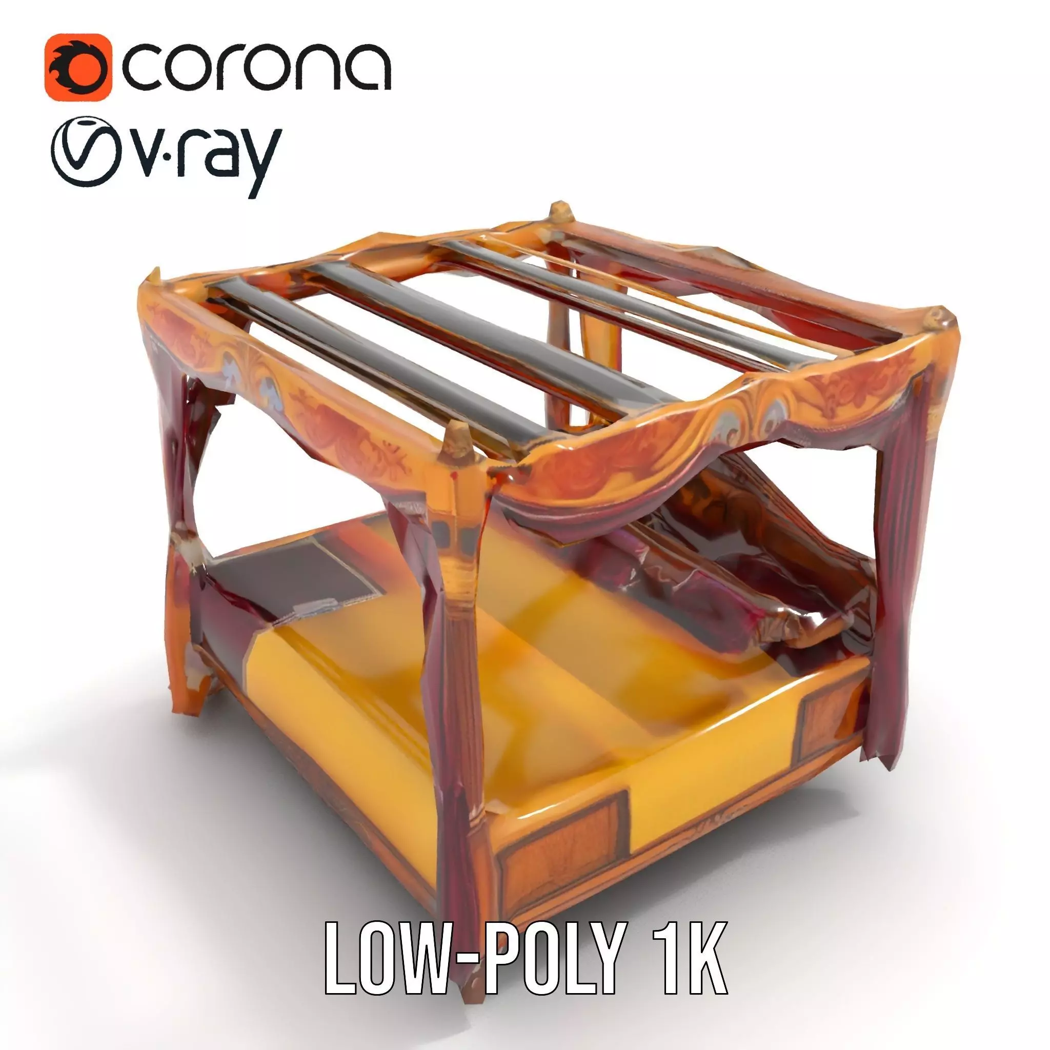 Regal Canopy Bed model pack Low-poly 3D model_22
