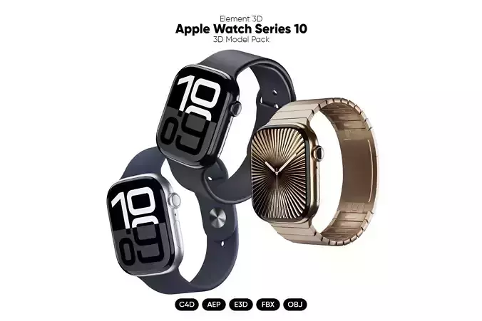 Apple Watch Series 10 3D Model Pack for Element 3D and Cinema 4D