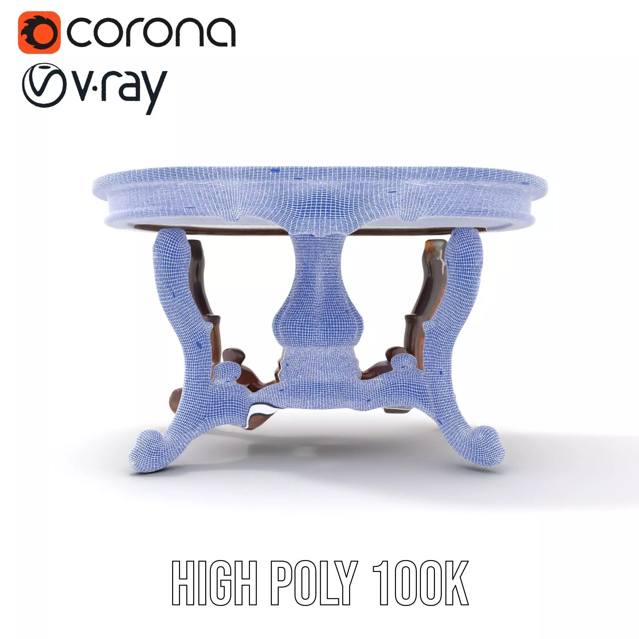 Antique Walnut Table model pack Low-poly 3D model_29