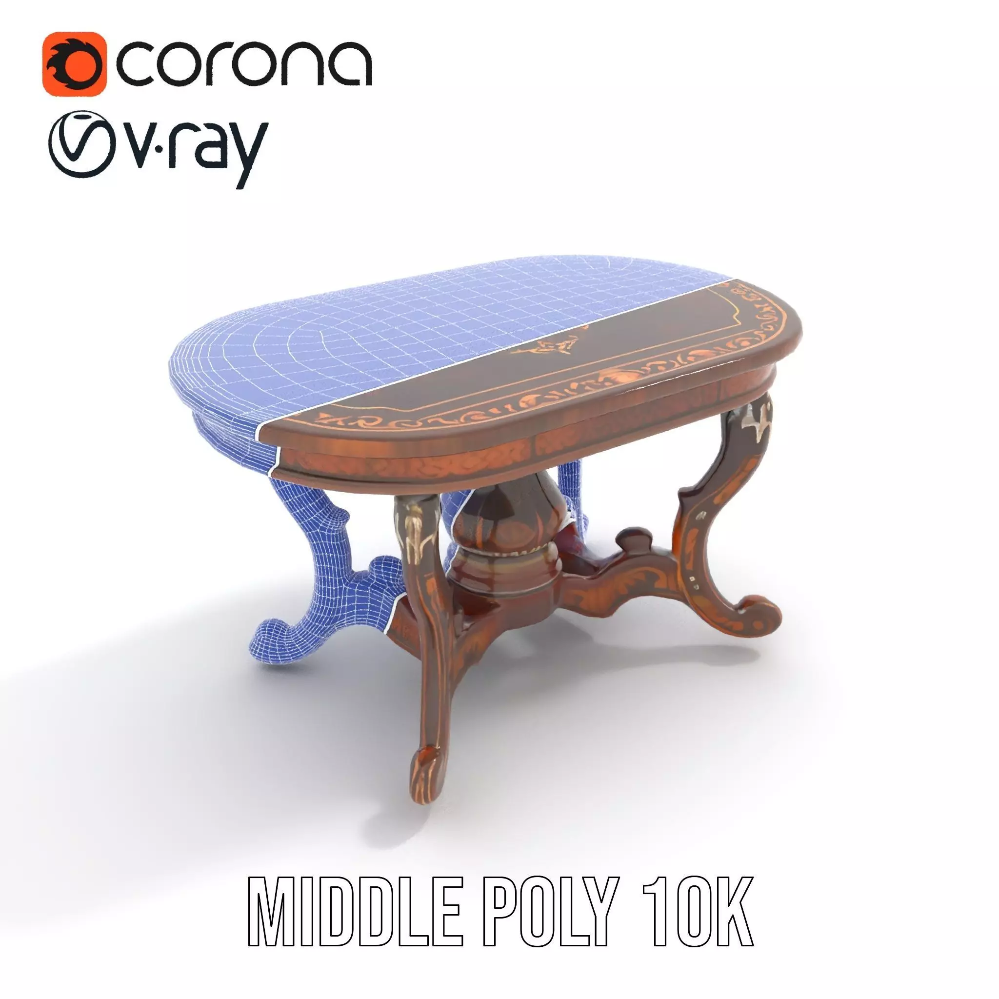 Antique Walnut Table model pack Low-poly 3D model_24