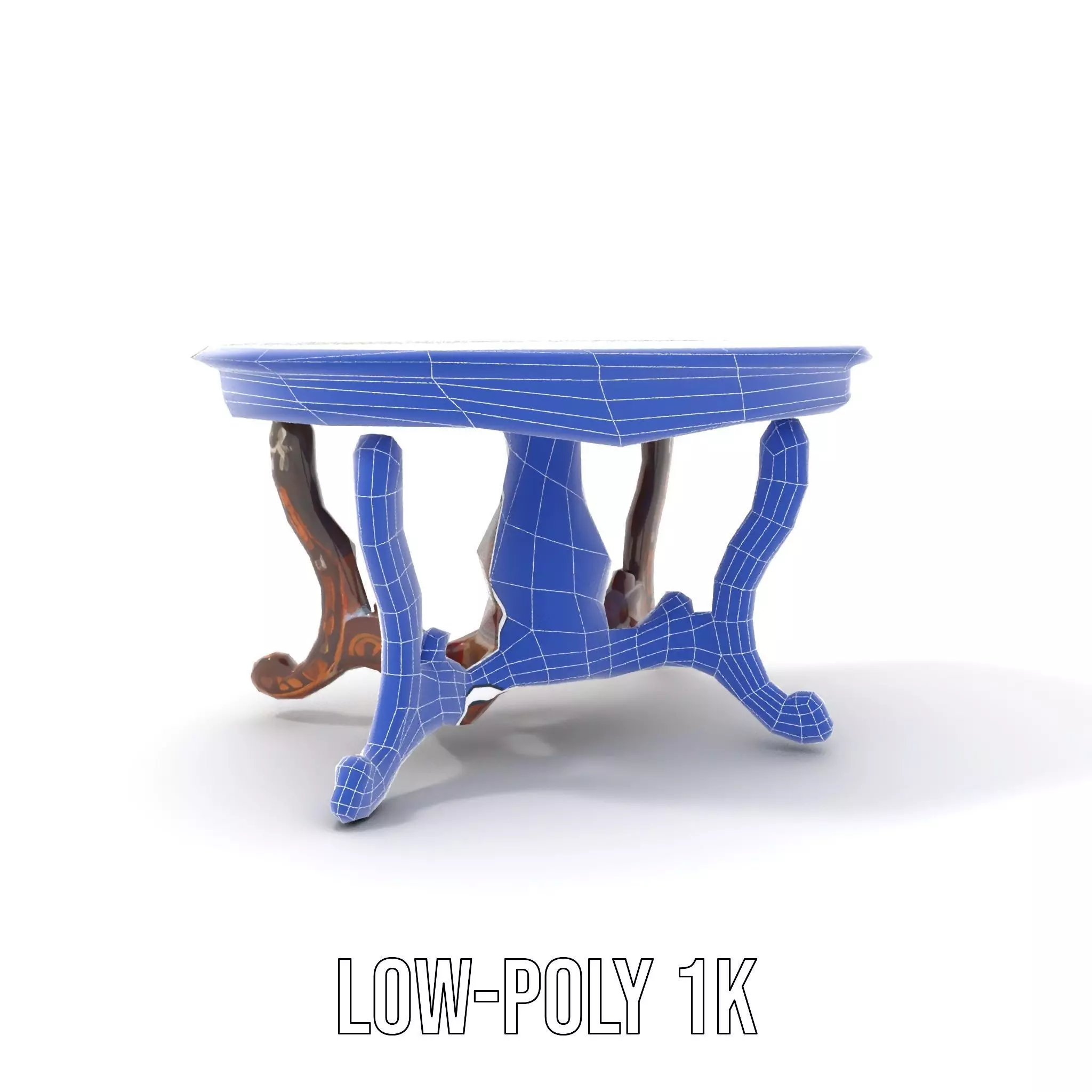 Antique Walnut Table model pack Low-poly 3D model_19