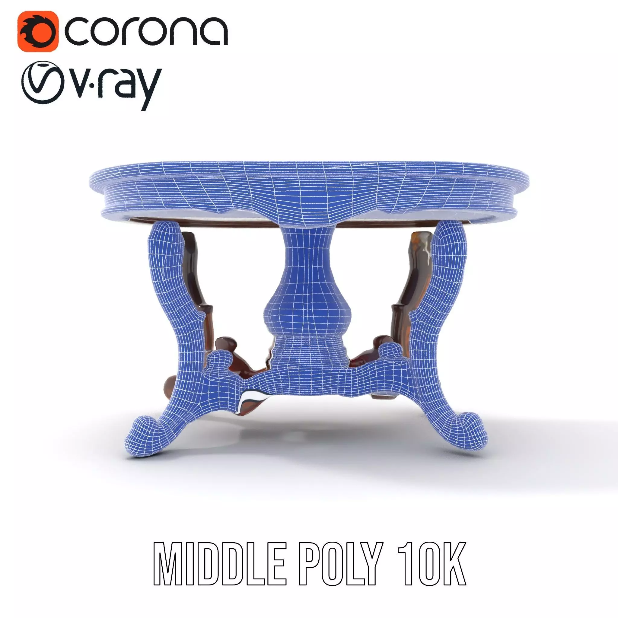 Antique Walnut Table model pack Low-poly 3D model_21
