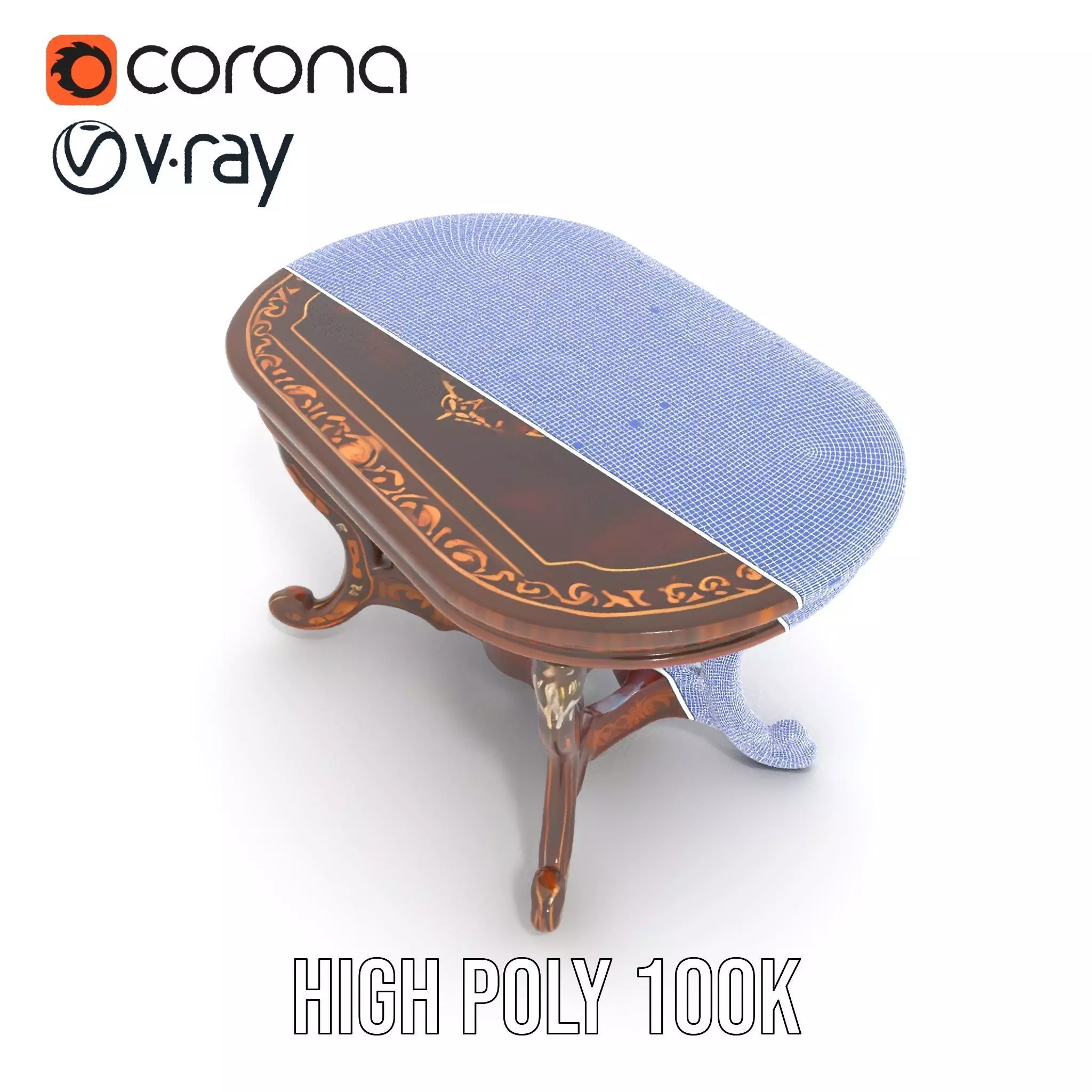 Antique Walnut Table model pack Low-poly 3D model_33