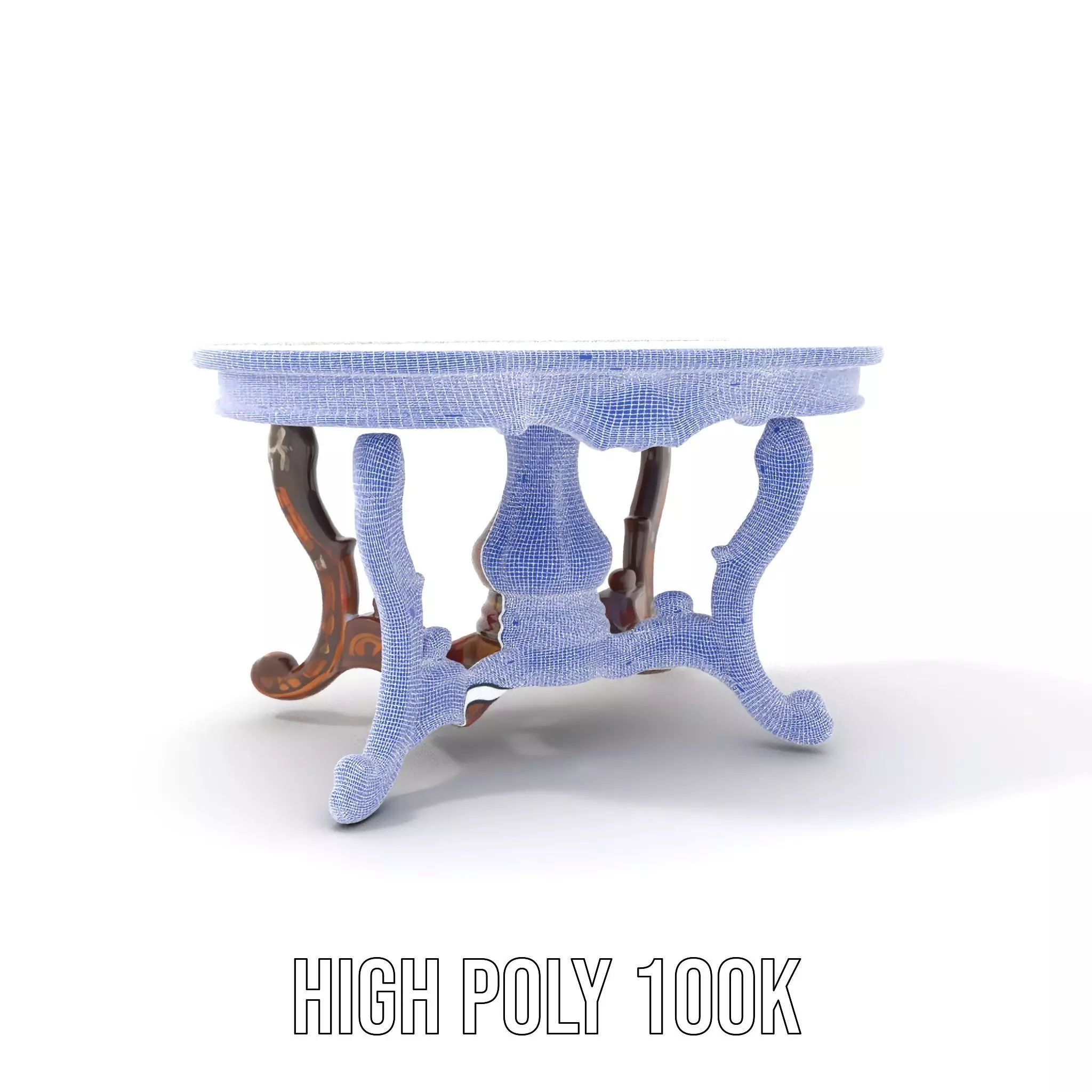 Antique Walnut Table model pack Low-poly 3D model_4