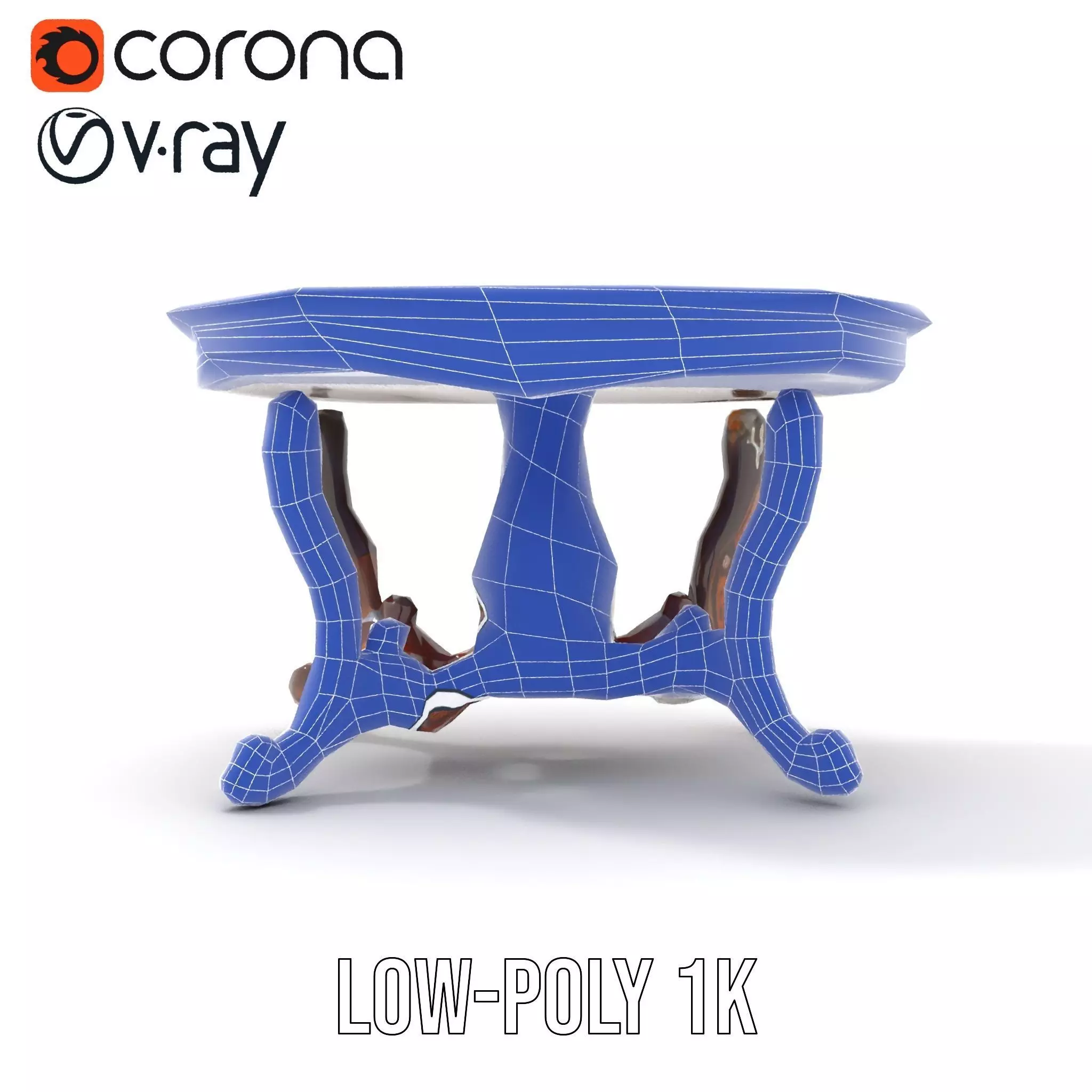 Antique Walnut Table model pack Low-poly 3D model_31