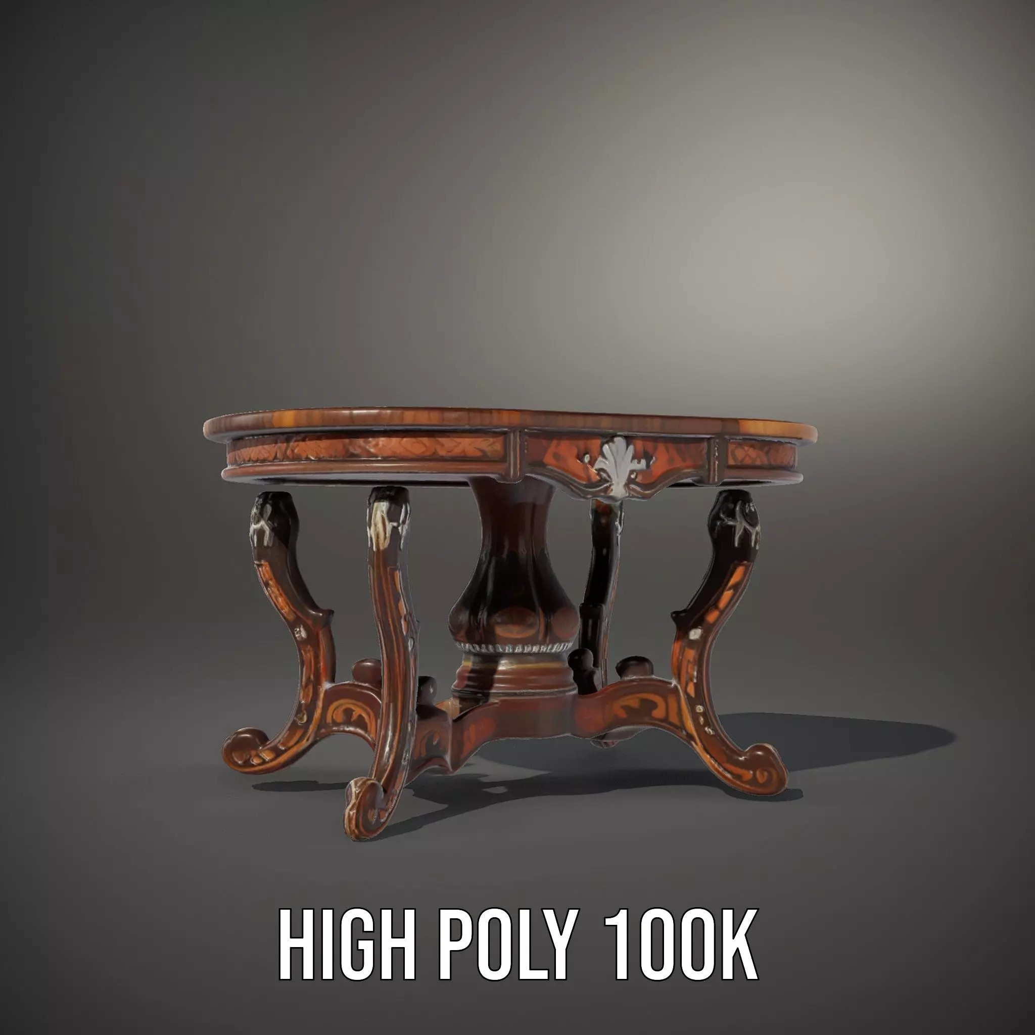 Antique Walnut Table model pack Low-poly 3D model_10