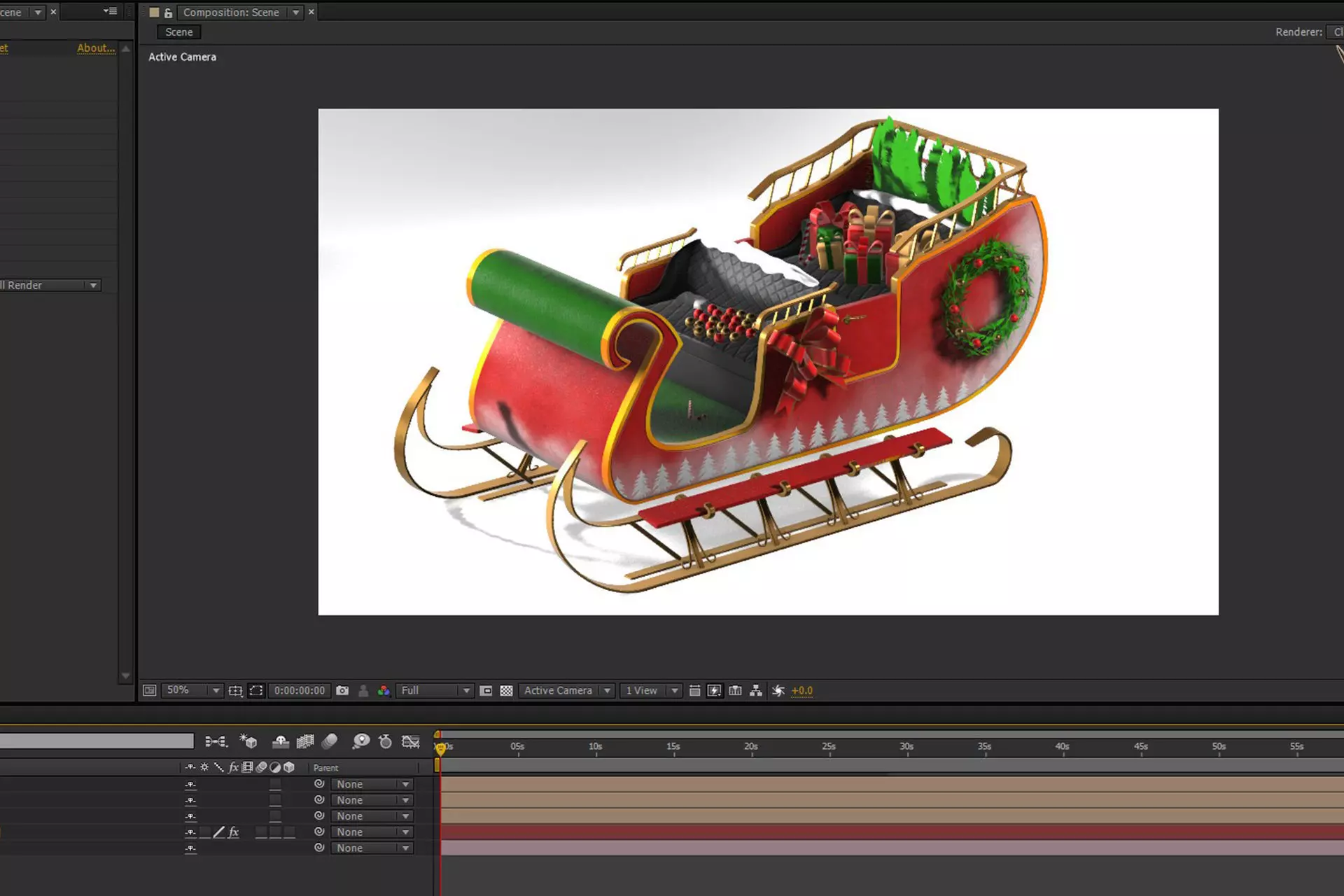 Christmas Sleigh 3D Model for Element 3D and Cinema 4D  3D model_4