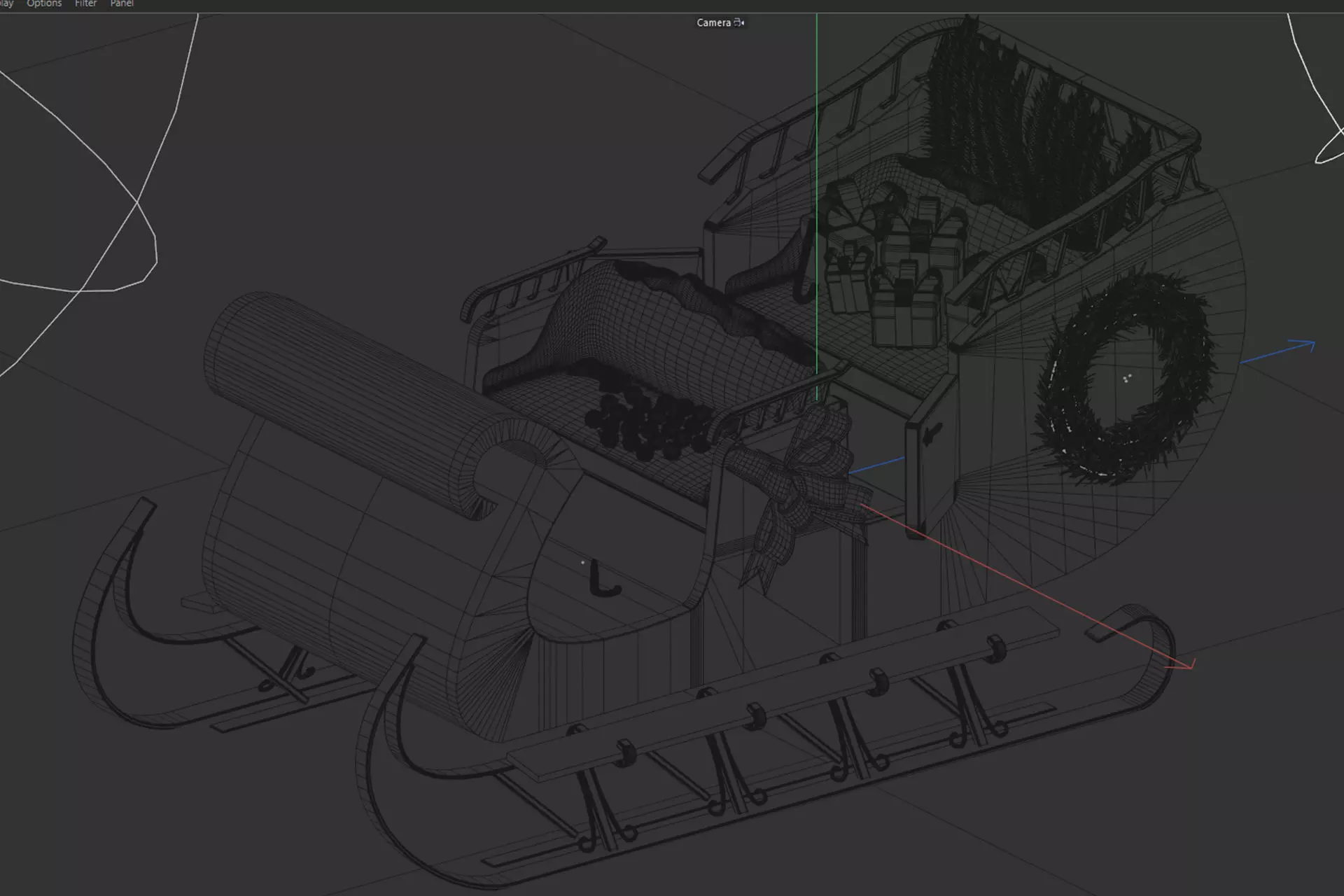 Christmas Sleigh 3D Model for Element 3D and Cinema 4D  3D model_5