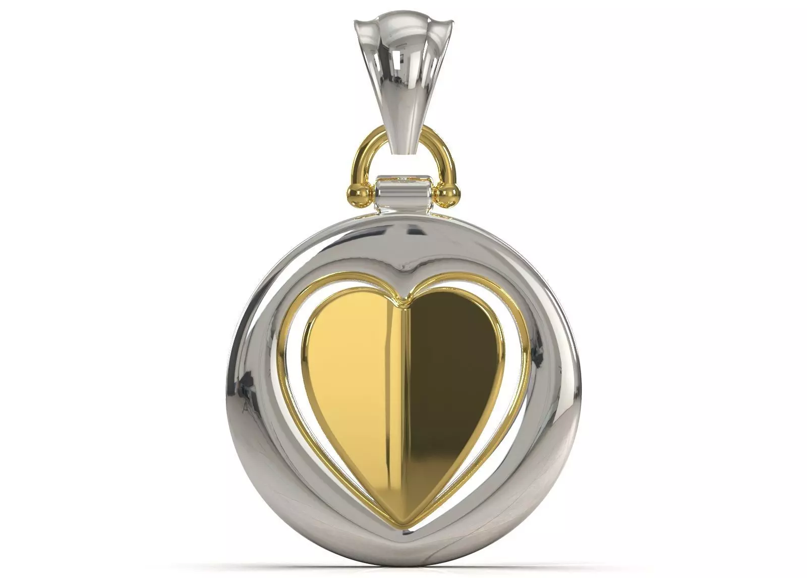 Two Tone Round Pendant with Split Heart Motif gp0005 3D print model_10