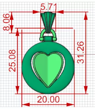Two Tone Round Pendant with Split Heart Motif gp0005 3D print model_21